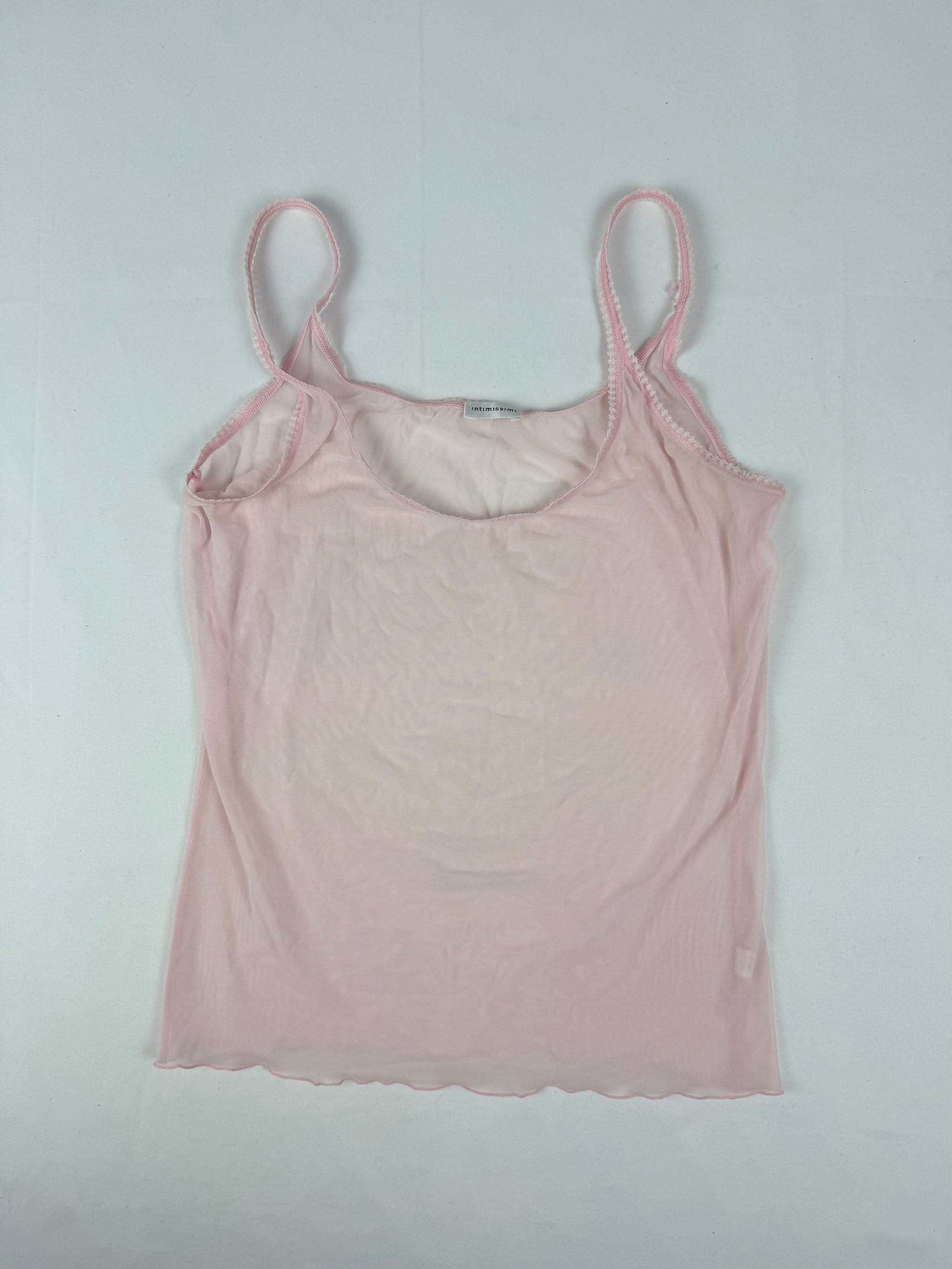 Baby pink mesh babydoll cami top (M)