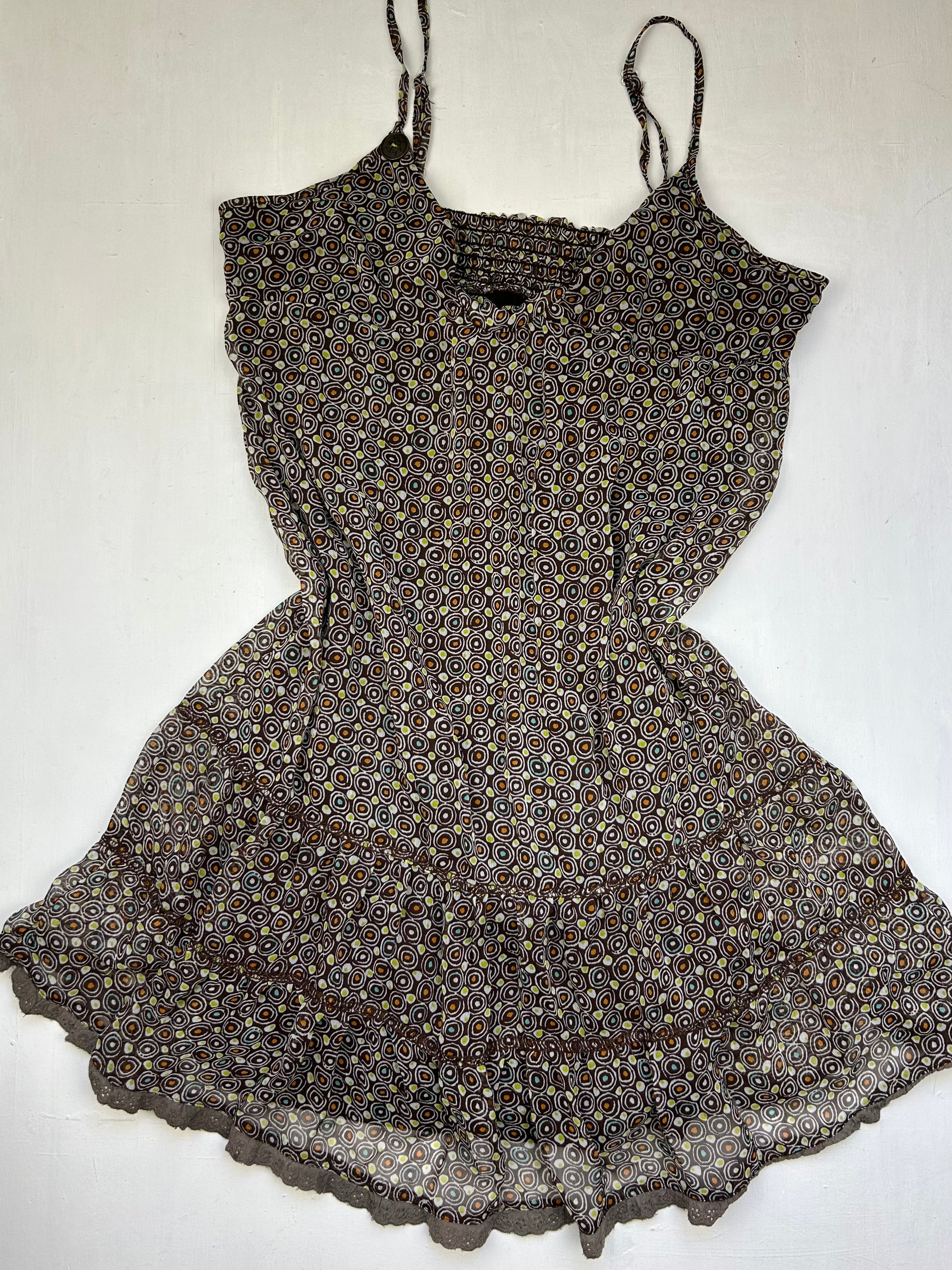 Beige mesh lined mini dress (L)