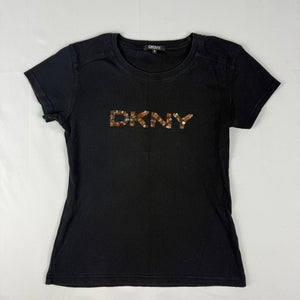 Black sequins logo baby tee (S)