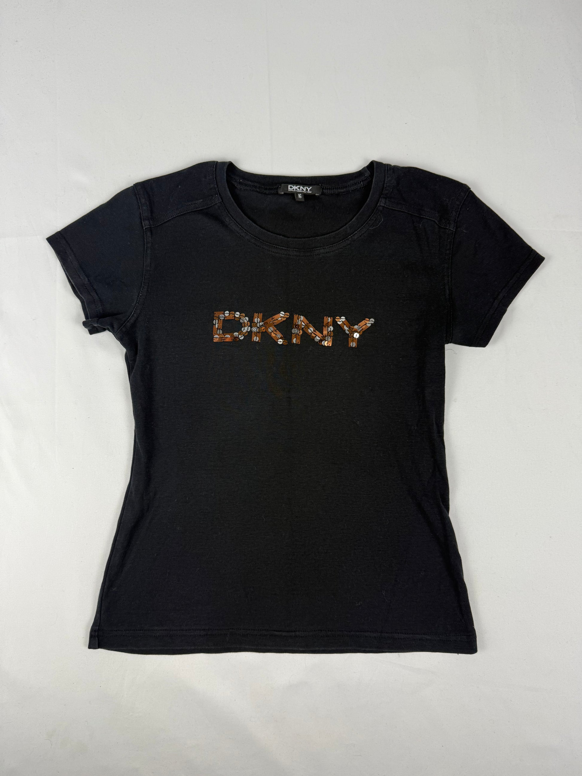 Black sequins logo baby tee (S)