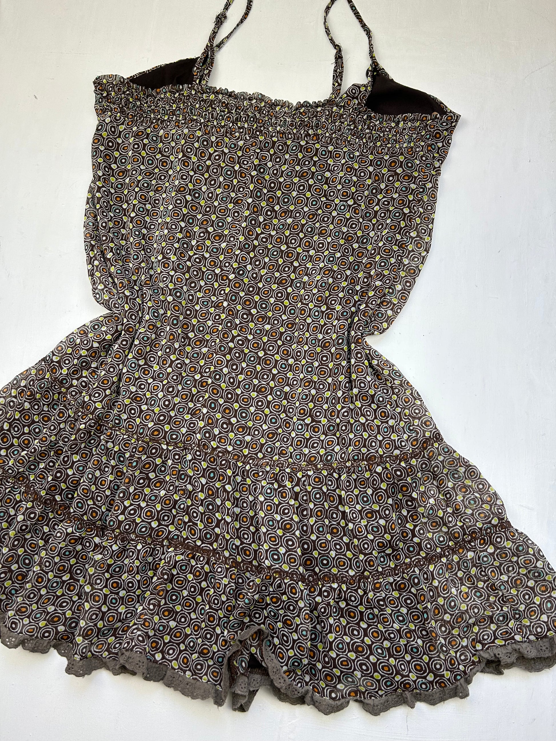 Beige mesh lined mini dress (L)
