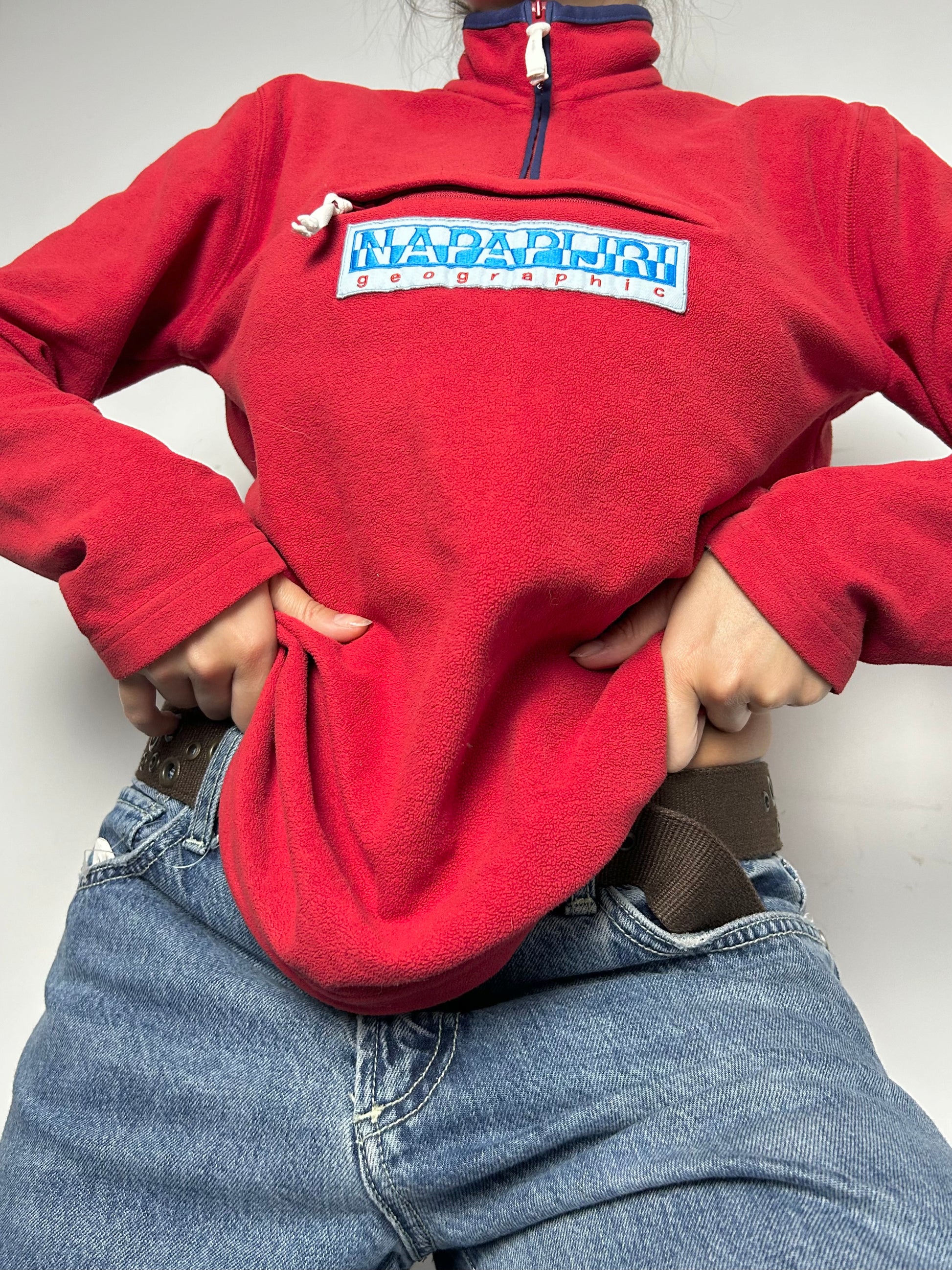 Red half zip fleece sweatshirt (M)