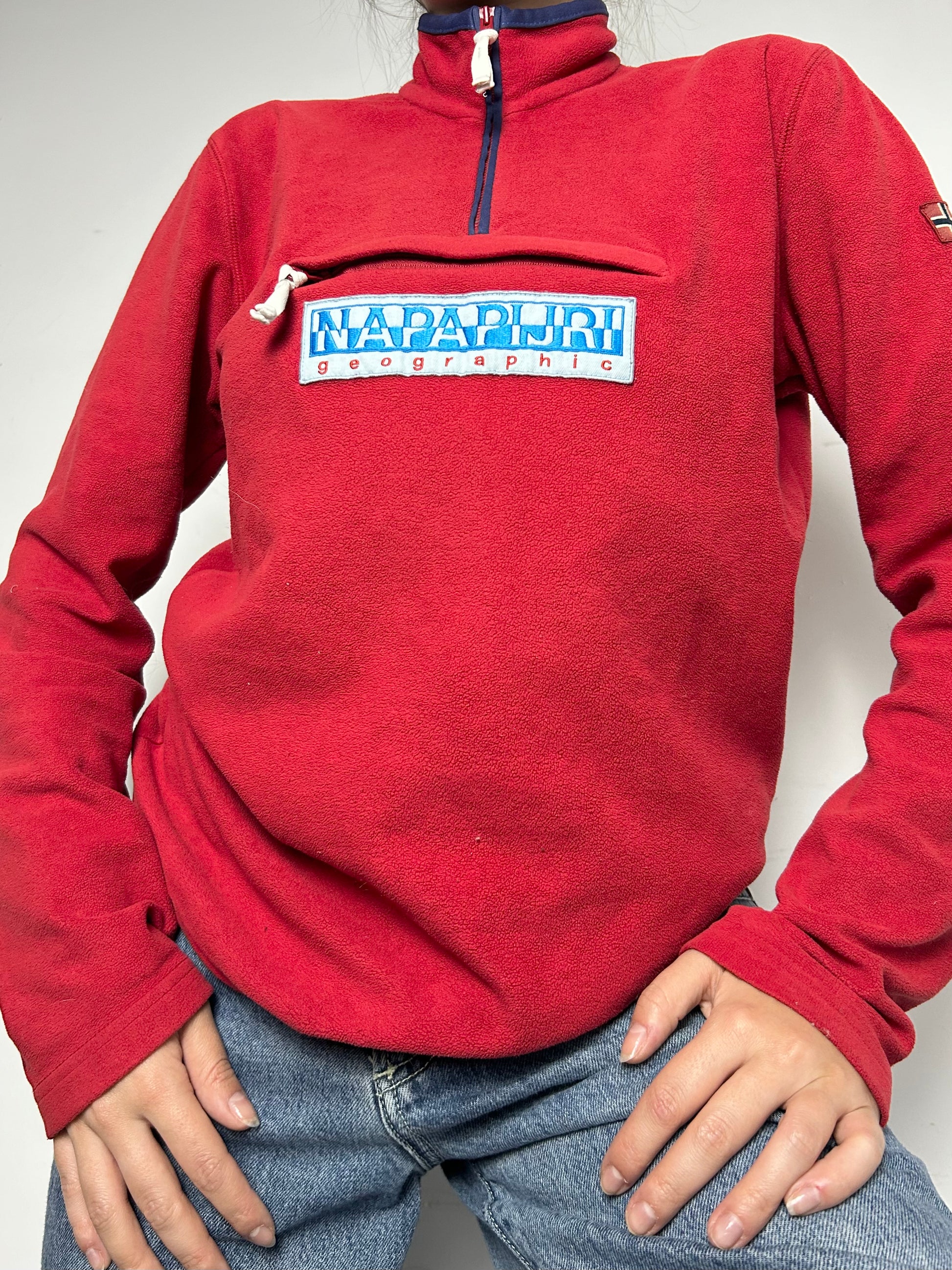 Red half zip fleece sweatshirt (M)