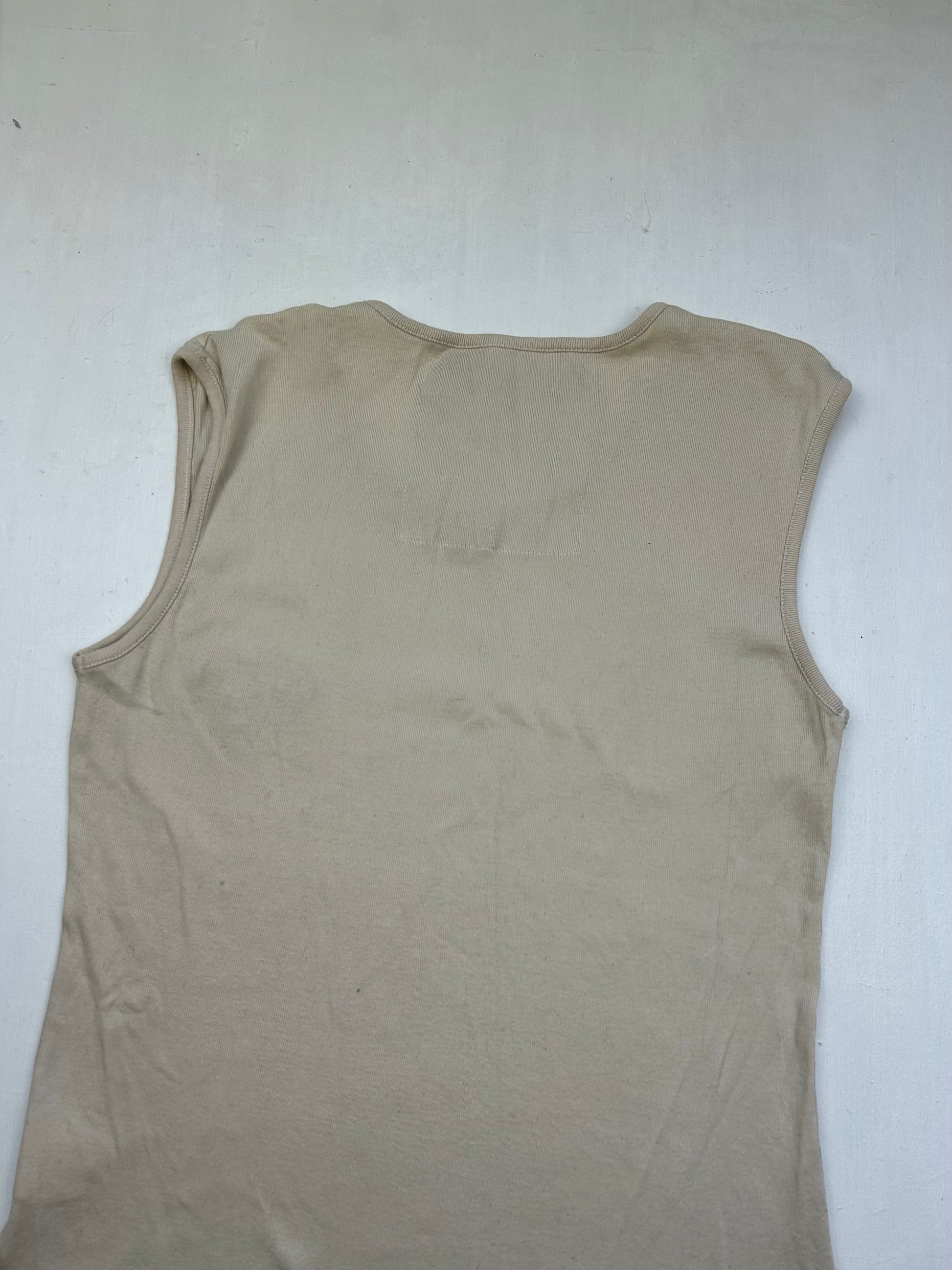 Beige cotton stretchy butterfly tank top (XL)