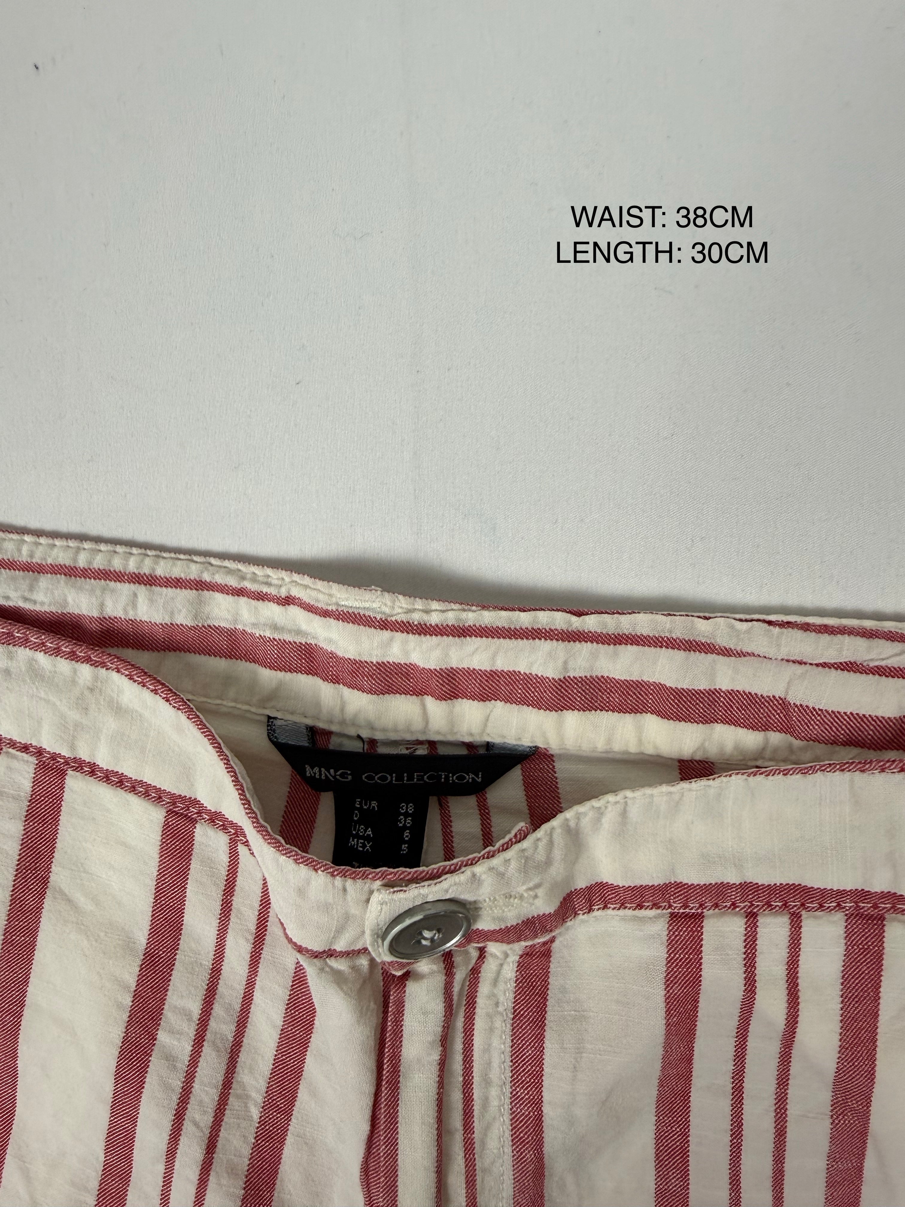 White striped cotton low rise mini short (M)