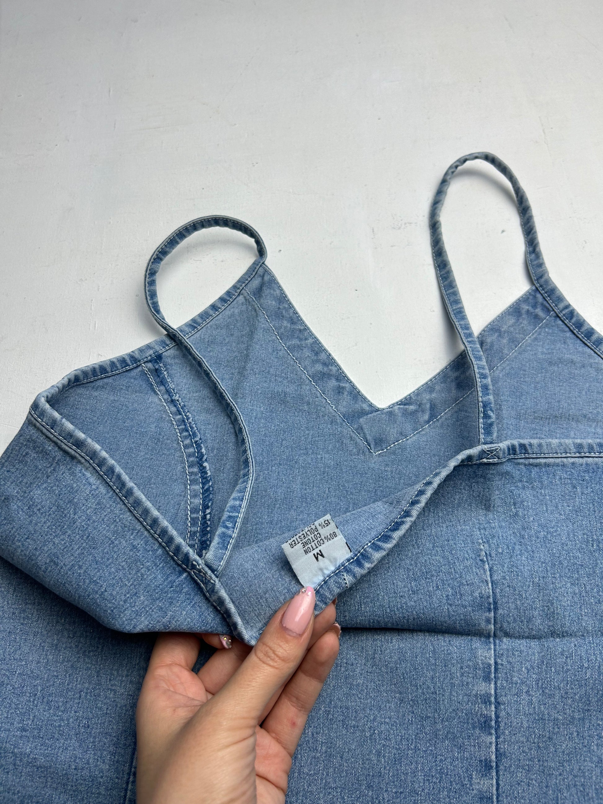 Denim jean blue Y2K vintage mini dress (S)
