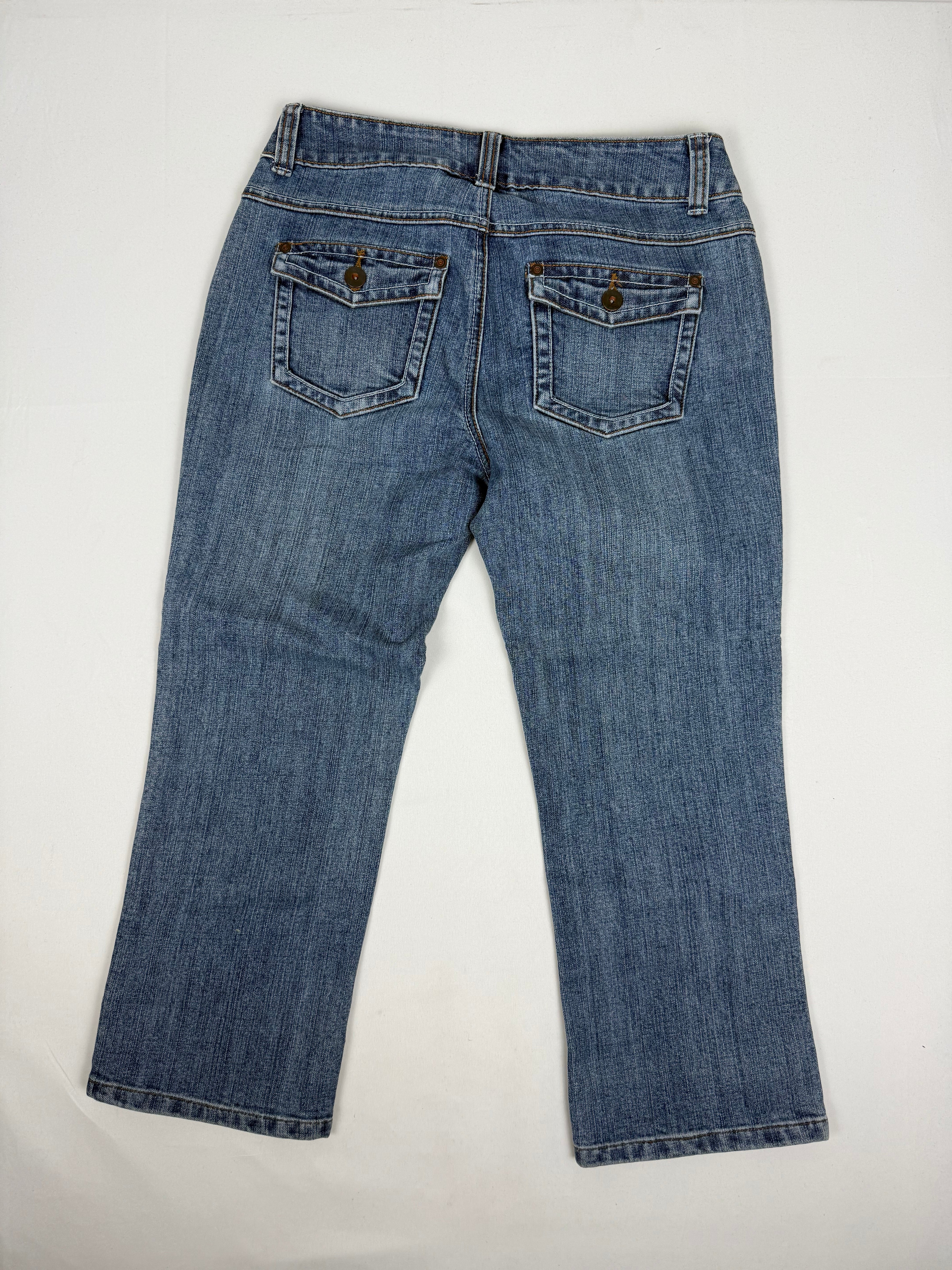 Blue denim low rise capri pants (L)