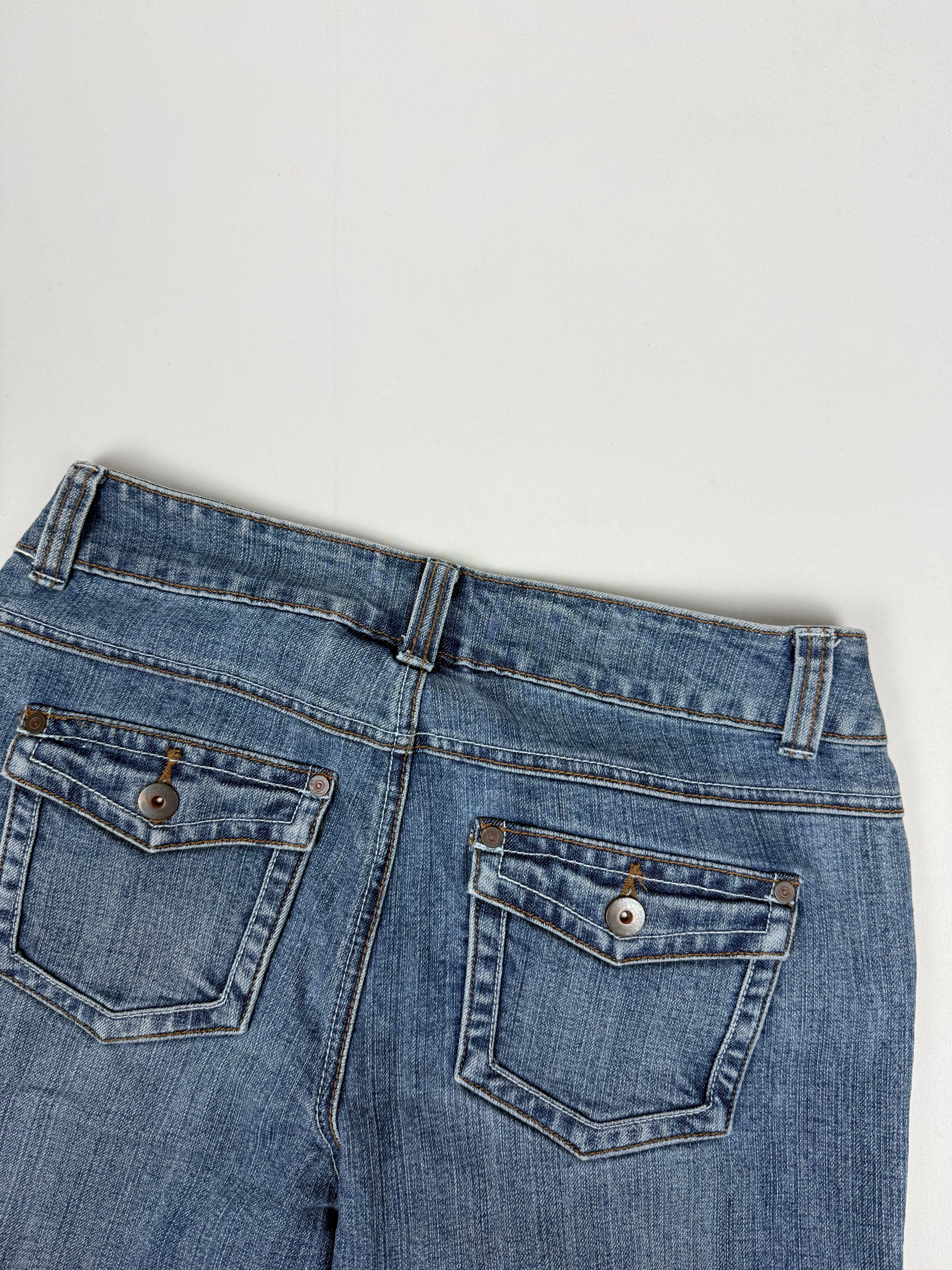 Blue denim low rise capri pants (L)