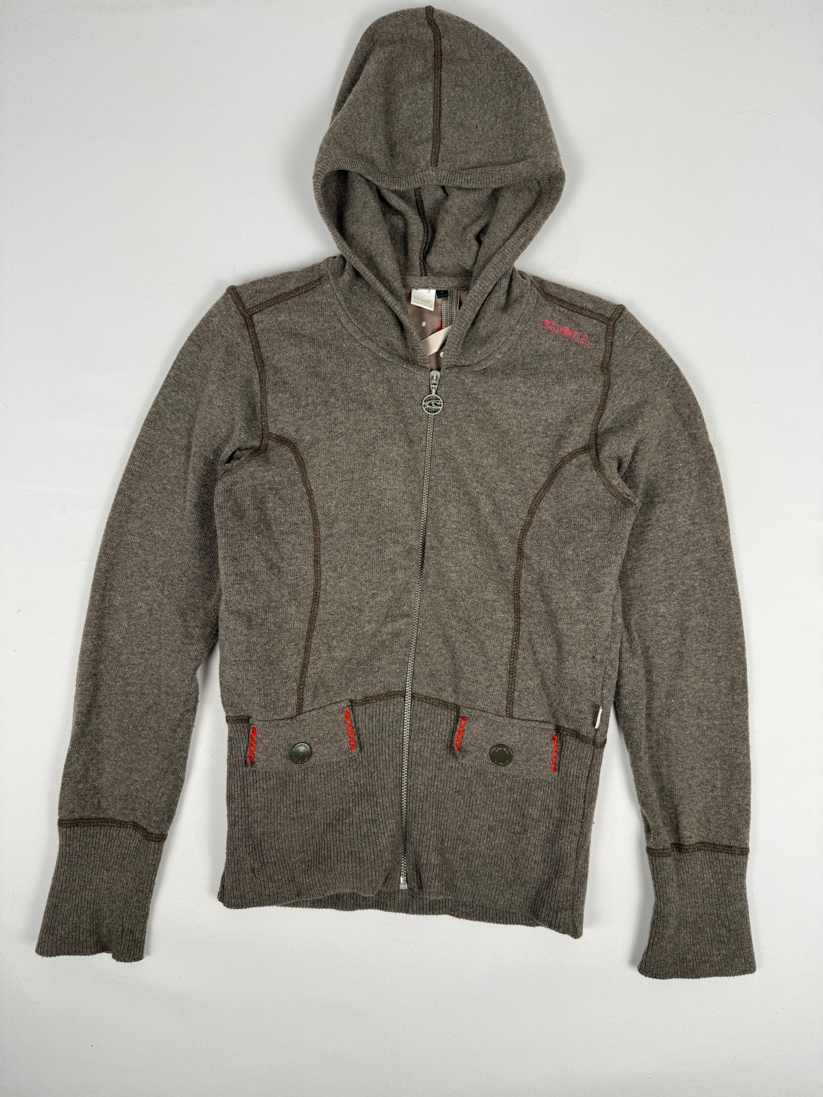 Khaki wool hooded jumper (L)