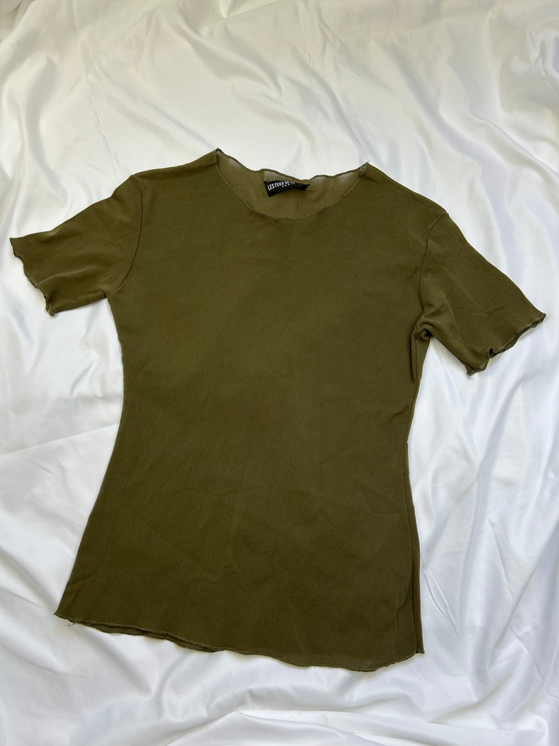 Khaki mesh lined tee (S/M)