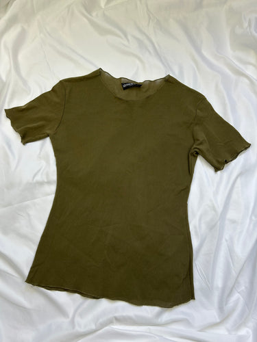 Khaki mesh lined tee (S/M)