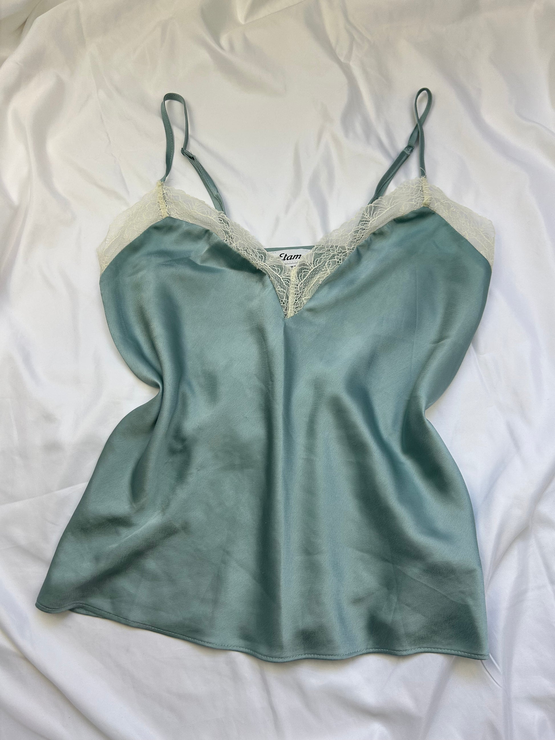 Blue satin cami top (L)
