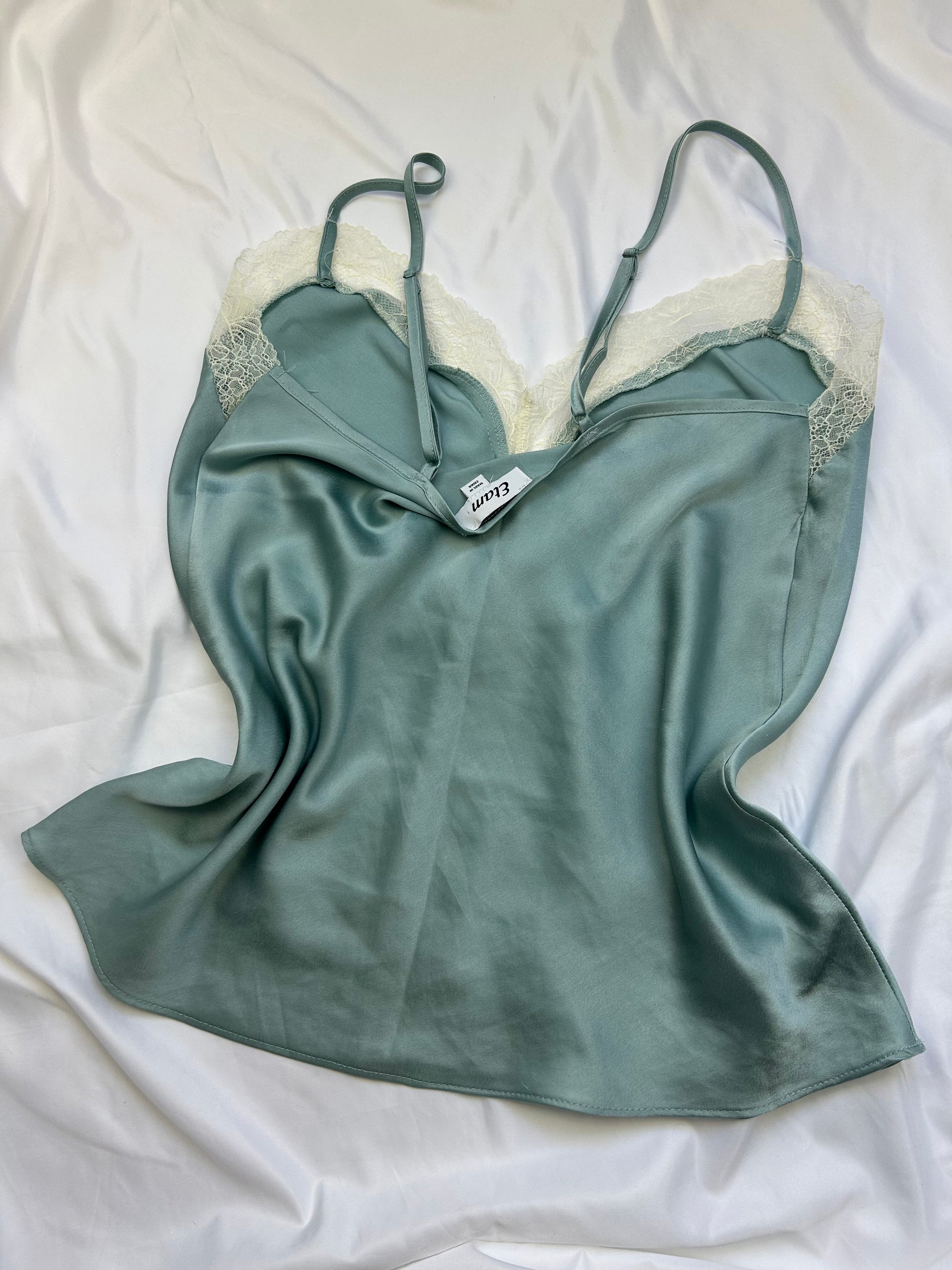 Blue satin cami top (L)