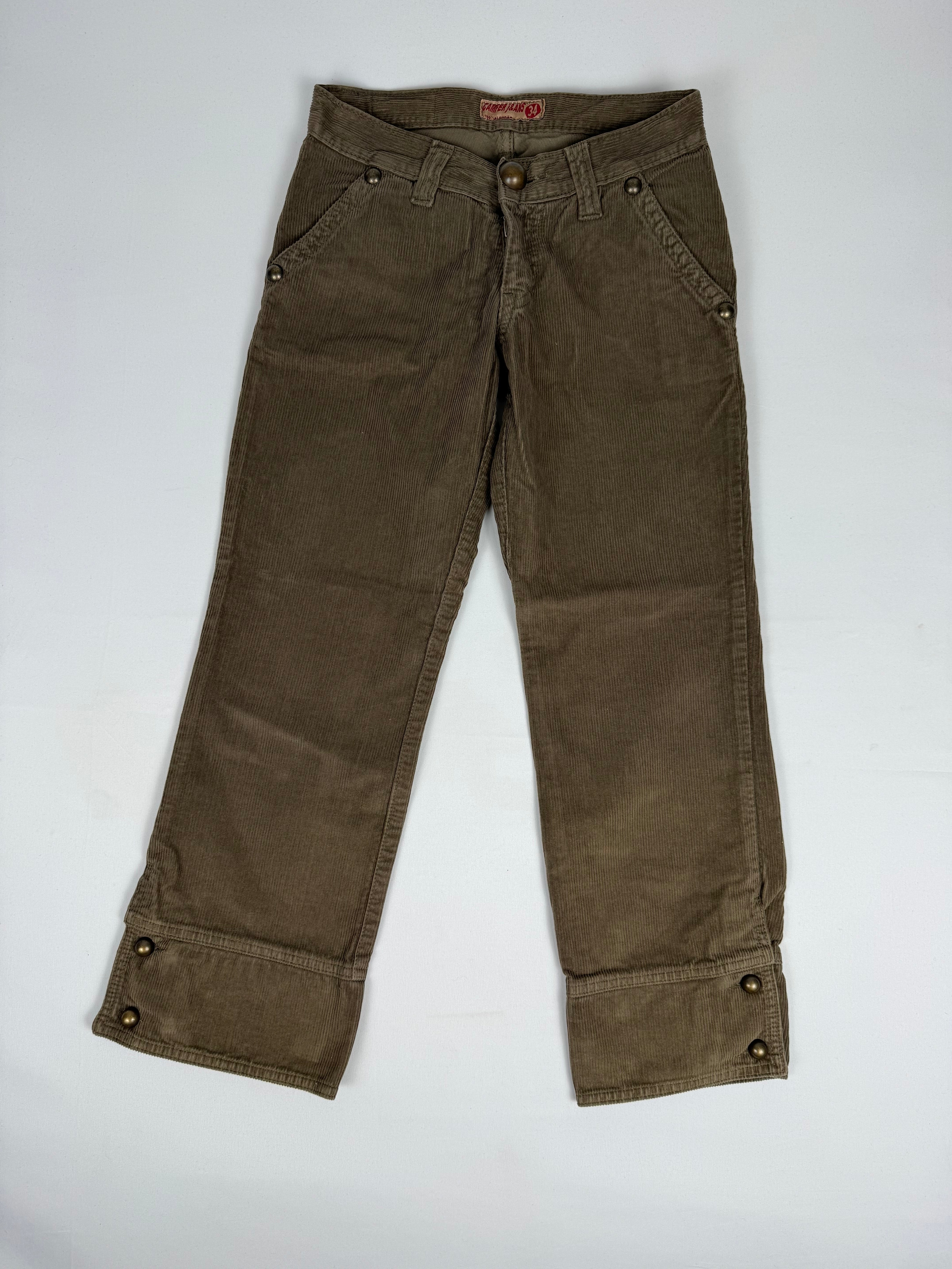 Khaki low rise velvet capri pants (XS)