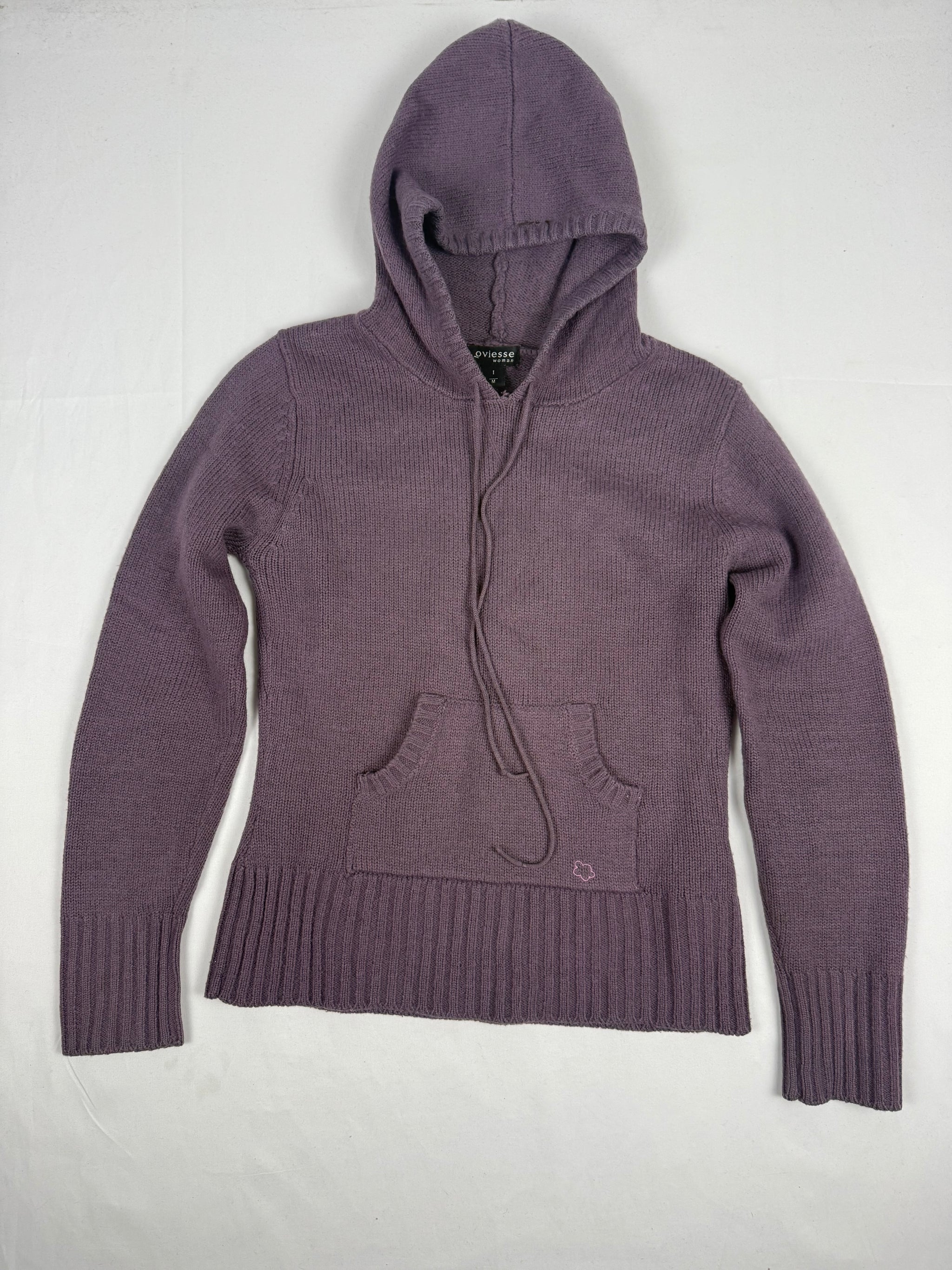 Purple wool hooded jumper (S/M)