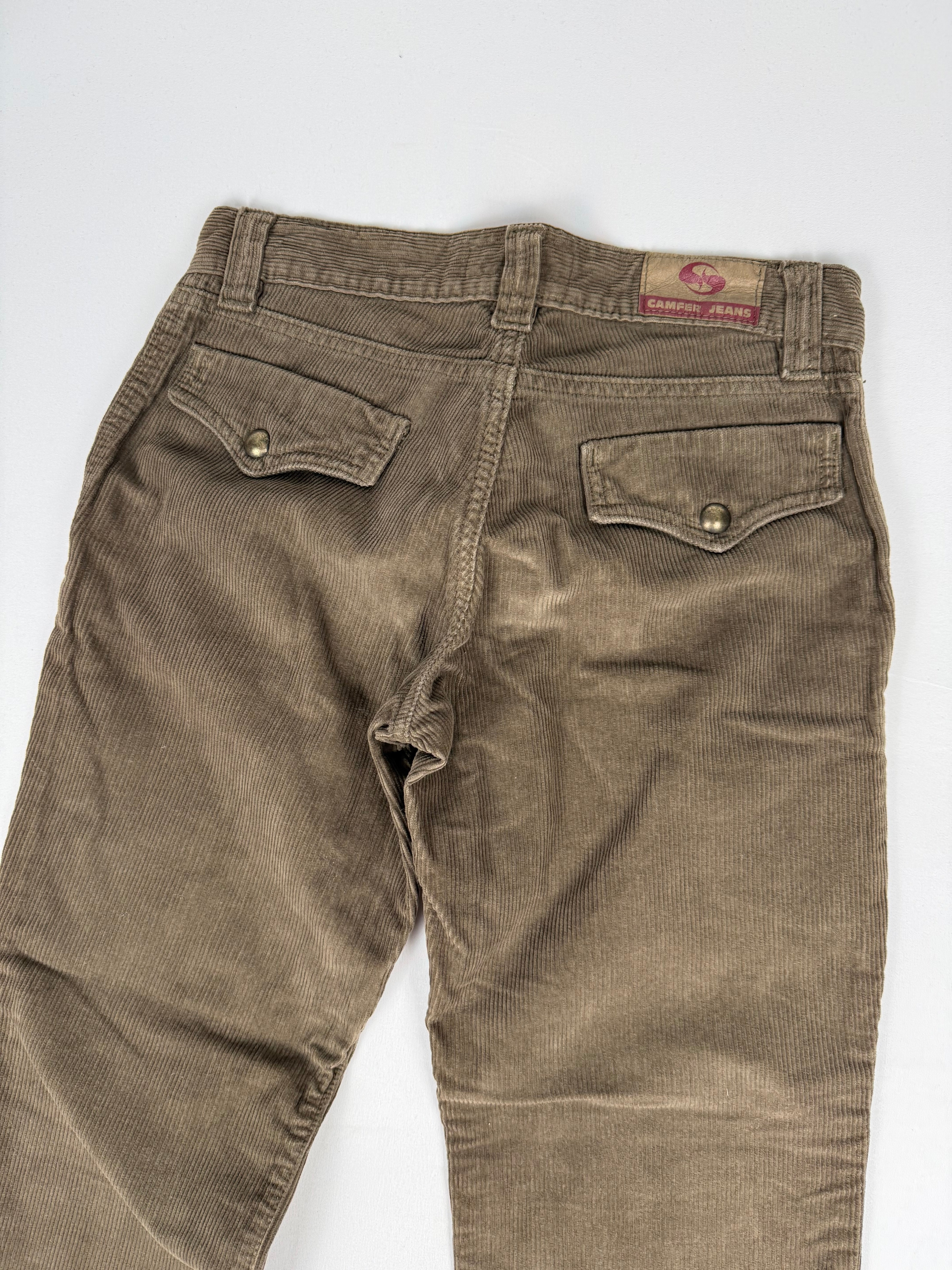 Khaki low rise velvet capri pants (XS)