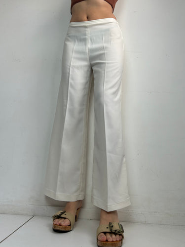 White mid waist flare bootcut office pants (S)