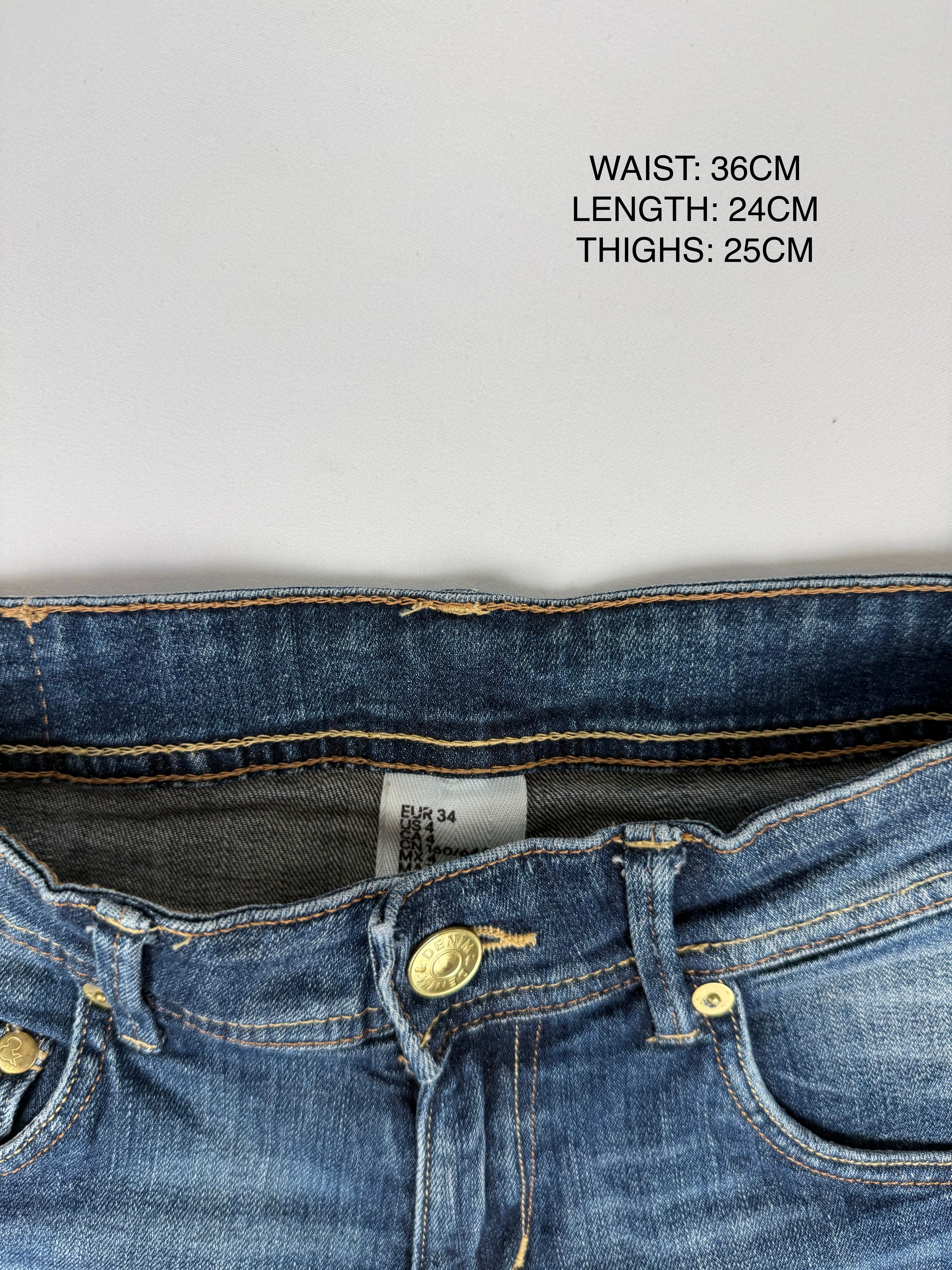 Blue denim low rise mini short (XS)