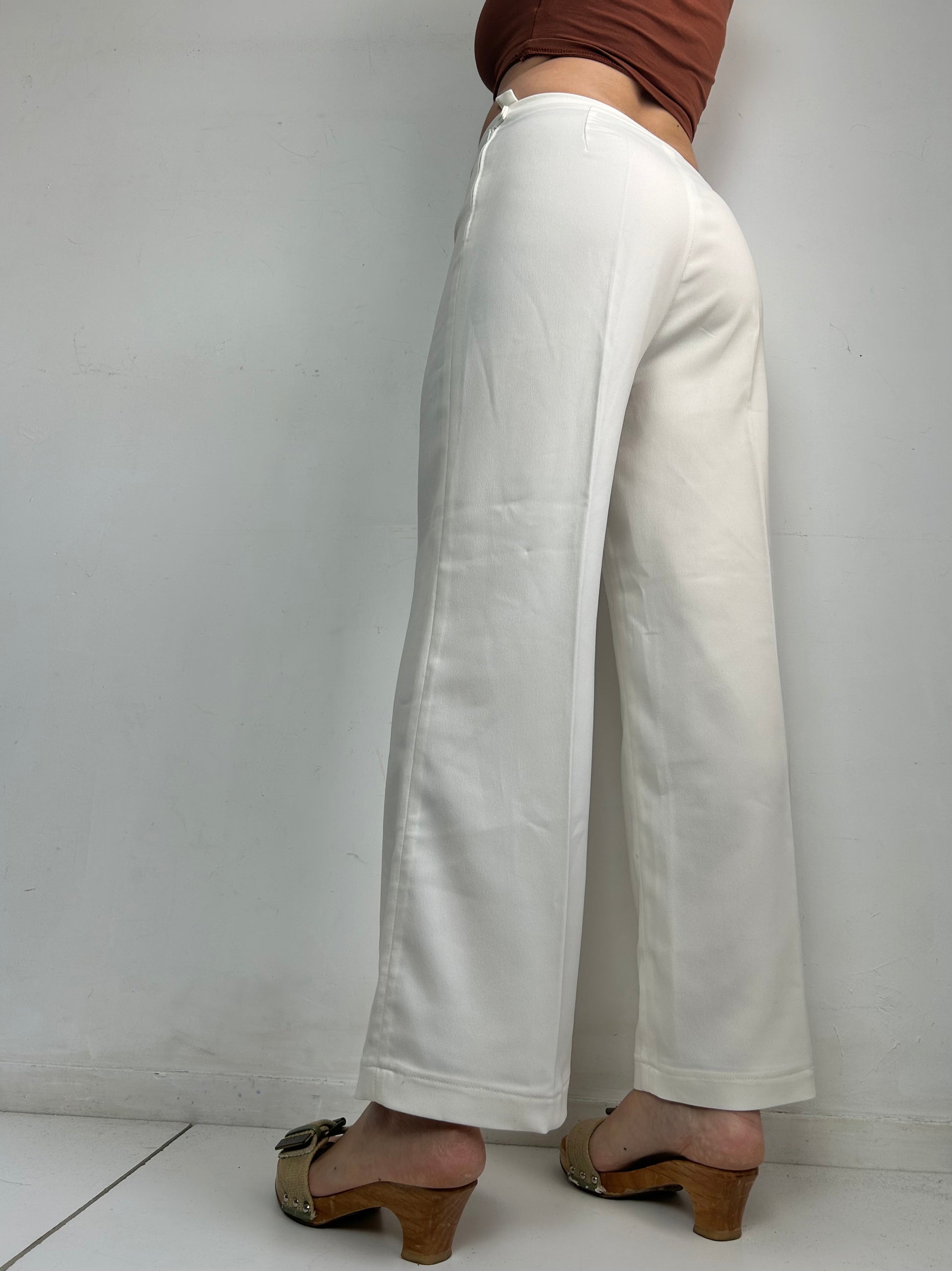 White mid waist flare bootcut office pants (S)