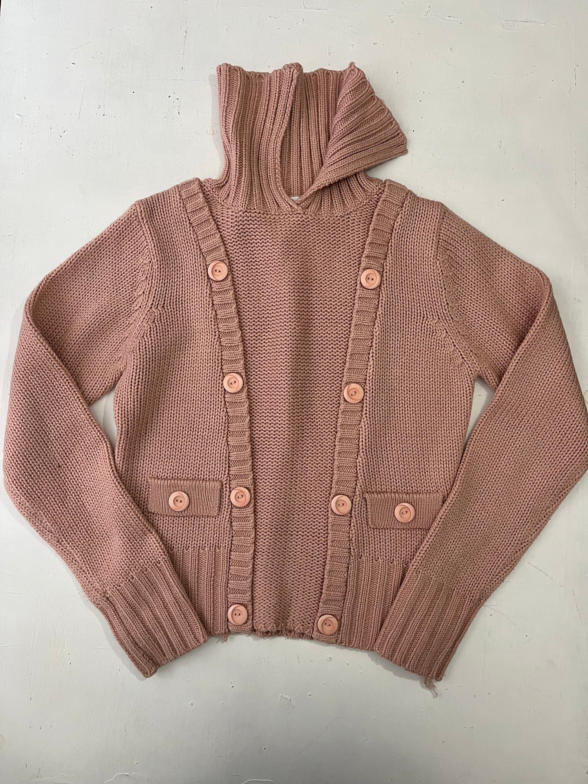 Pink buttons up knitted jumper y2k 90s vintage (S/M)