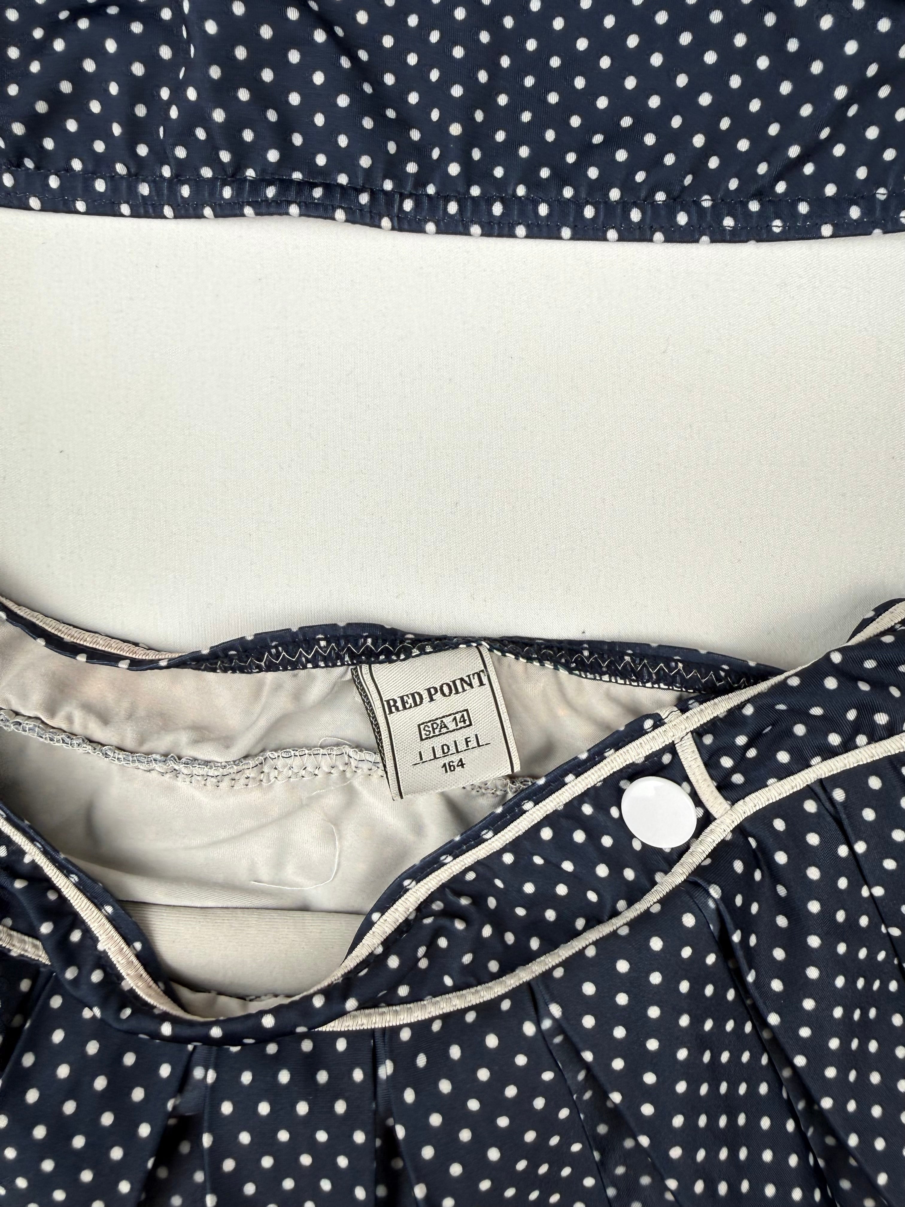 Navy polka dots mini skirt bikini set (XS)