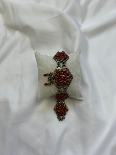 Stainless steel gold & red bracelet