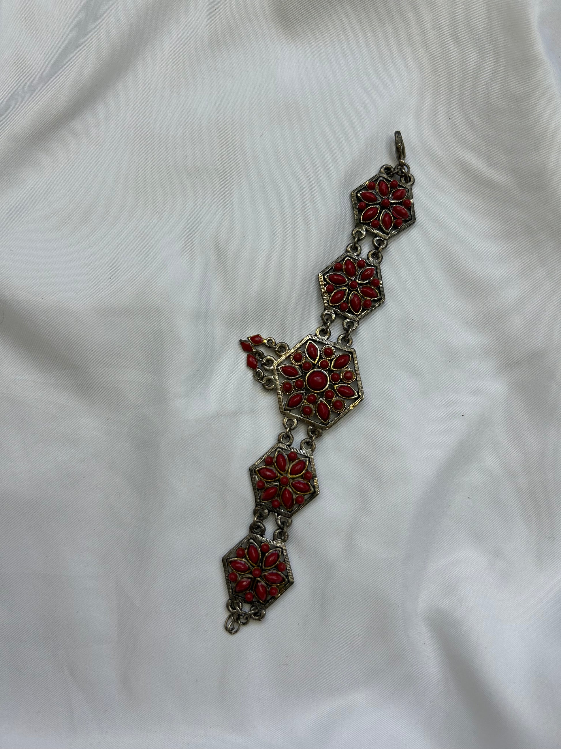 Stainless steel gold & red bracelet