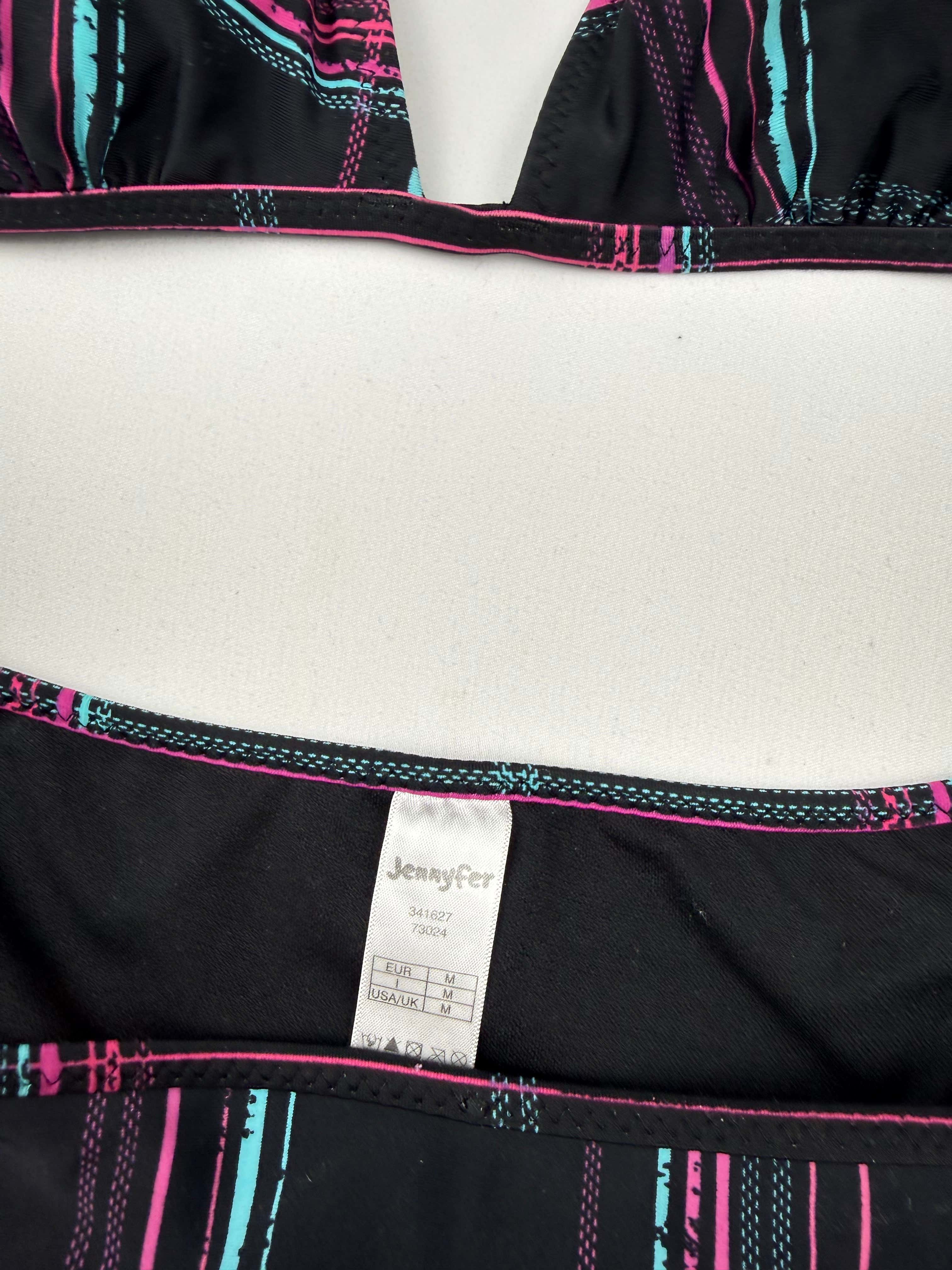 Black check print bikini set (M)