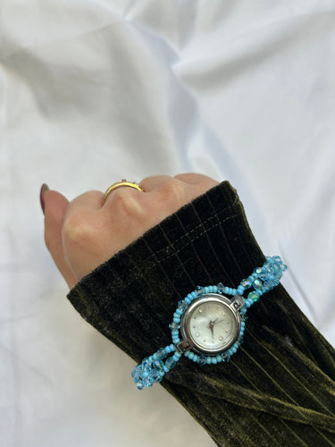 Vintage silver pearls inox bracelet jewelry watch