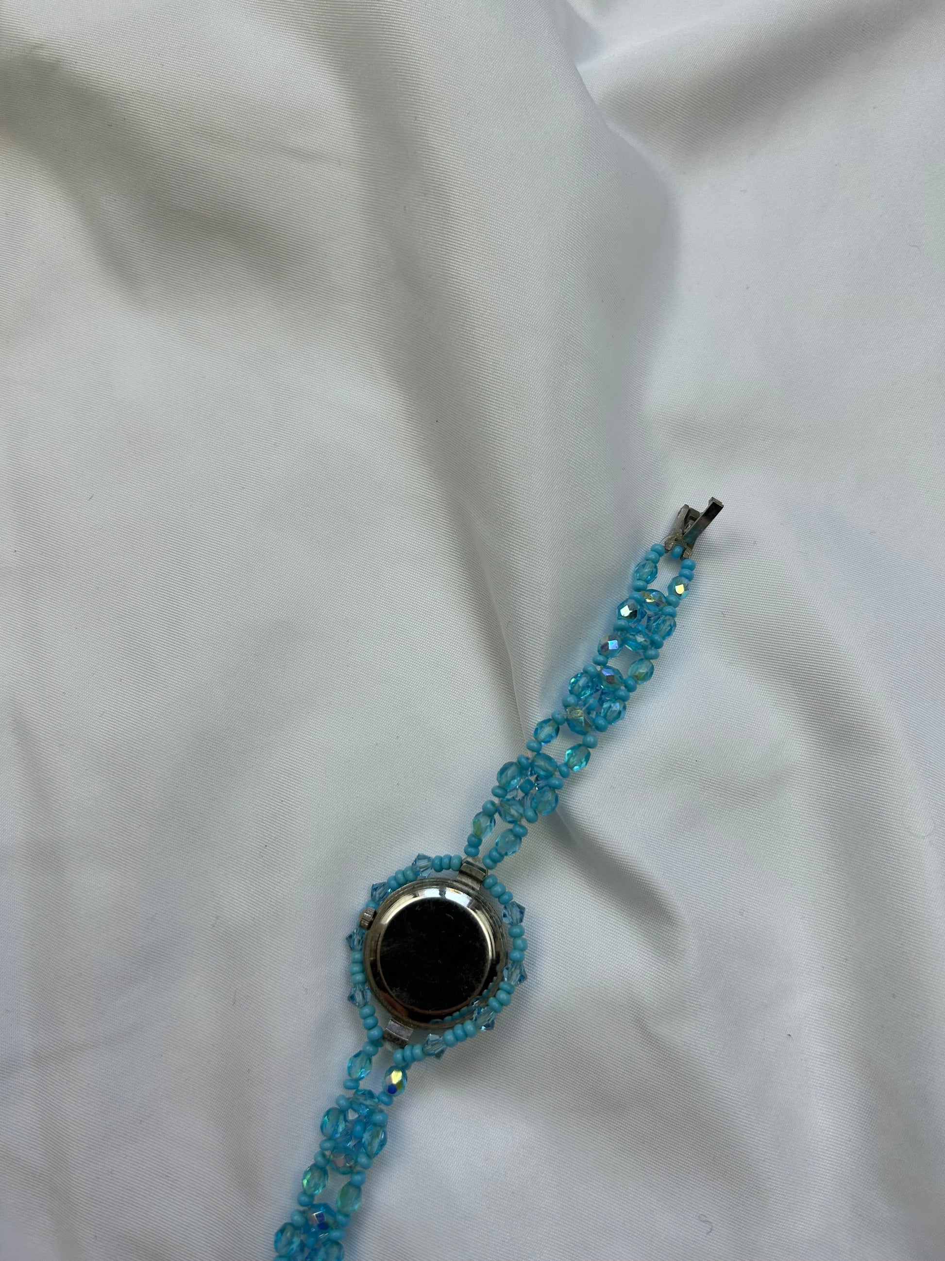 Vintage silver pearls inox bracelet jewelry watch