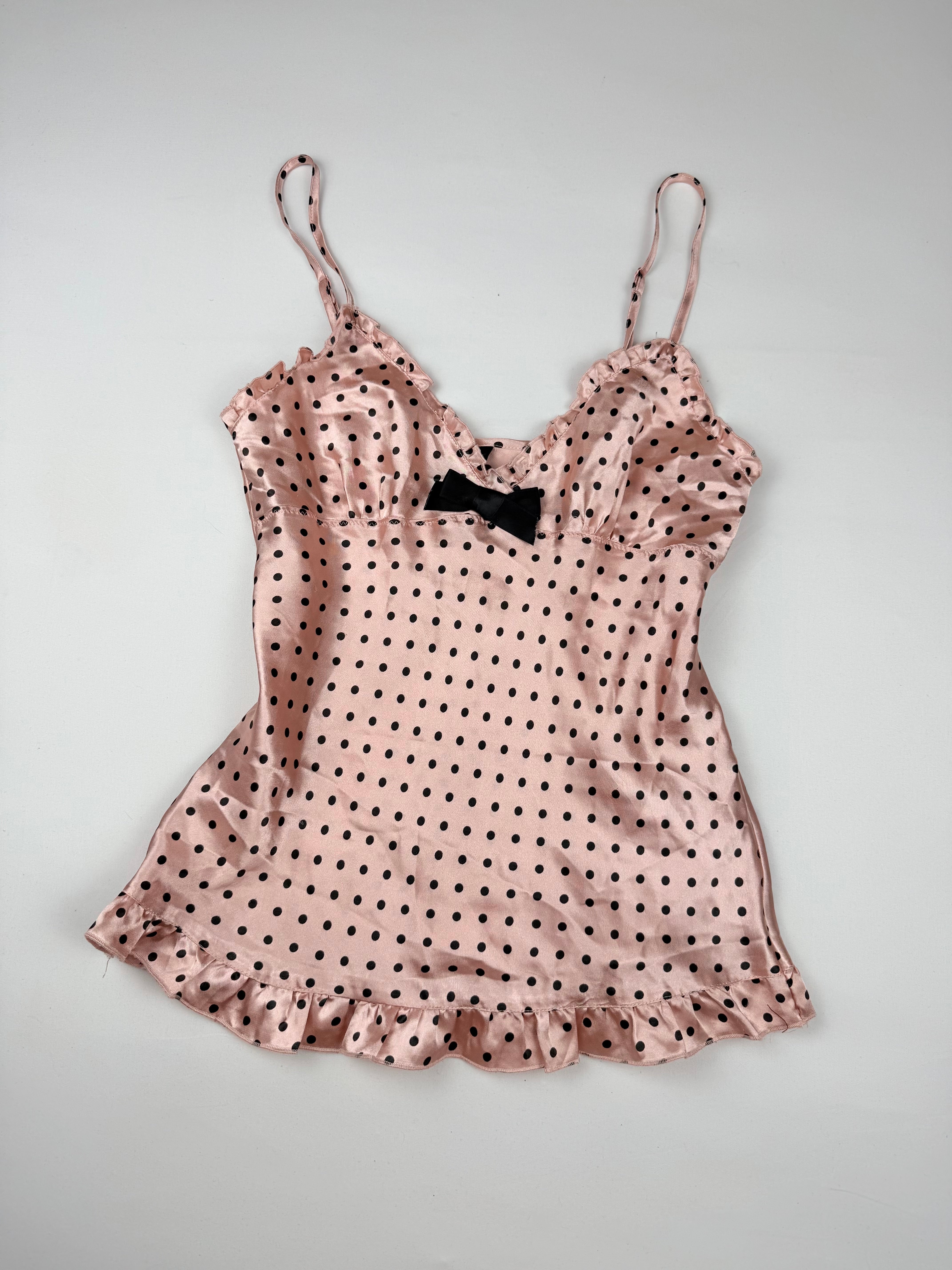 Baby pink polka dots silky top (XS)