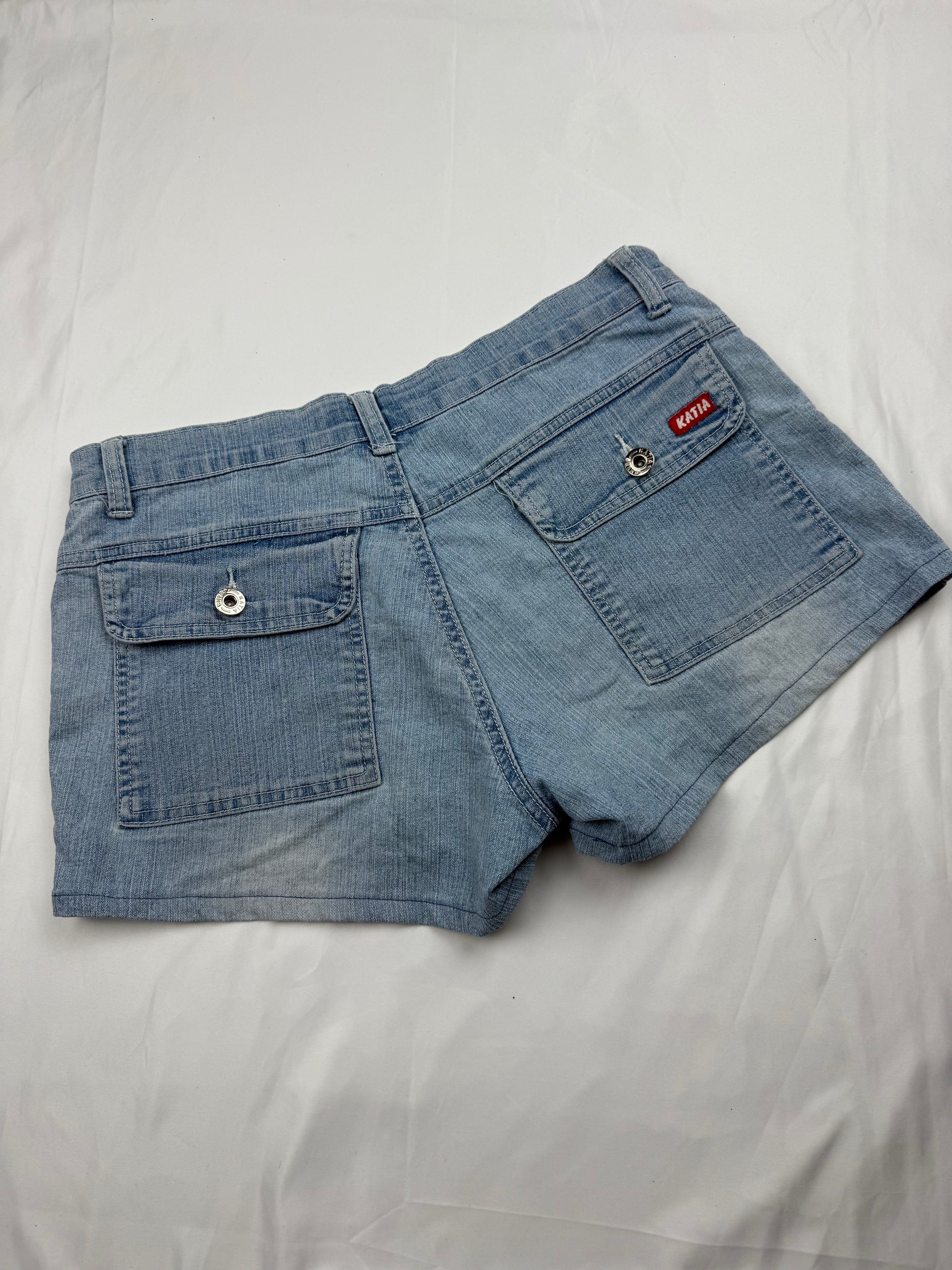 Blue low rise mini denim short (M)