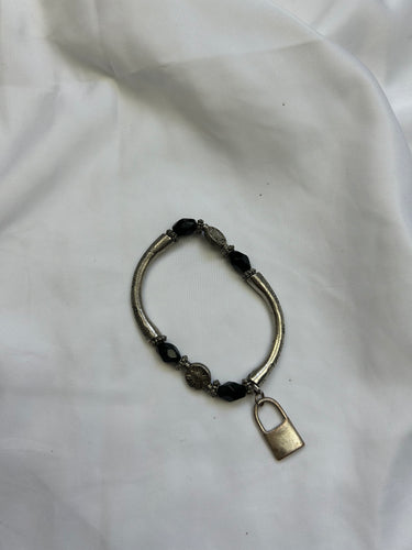 Stainless steel silver padlock bracelet