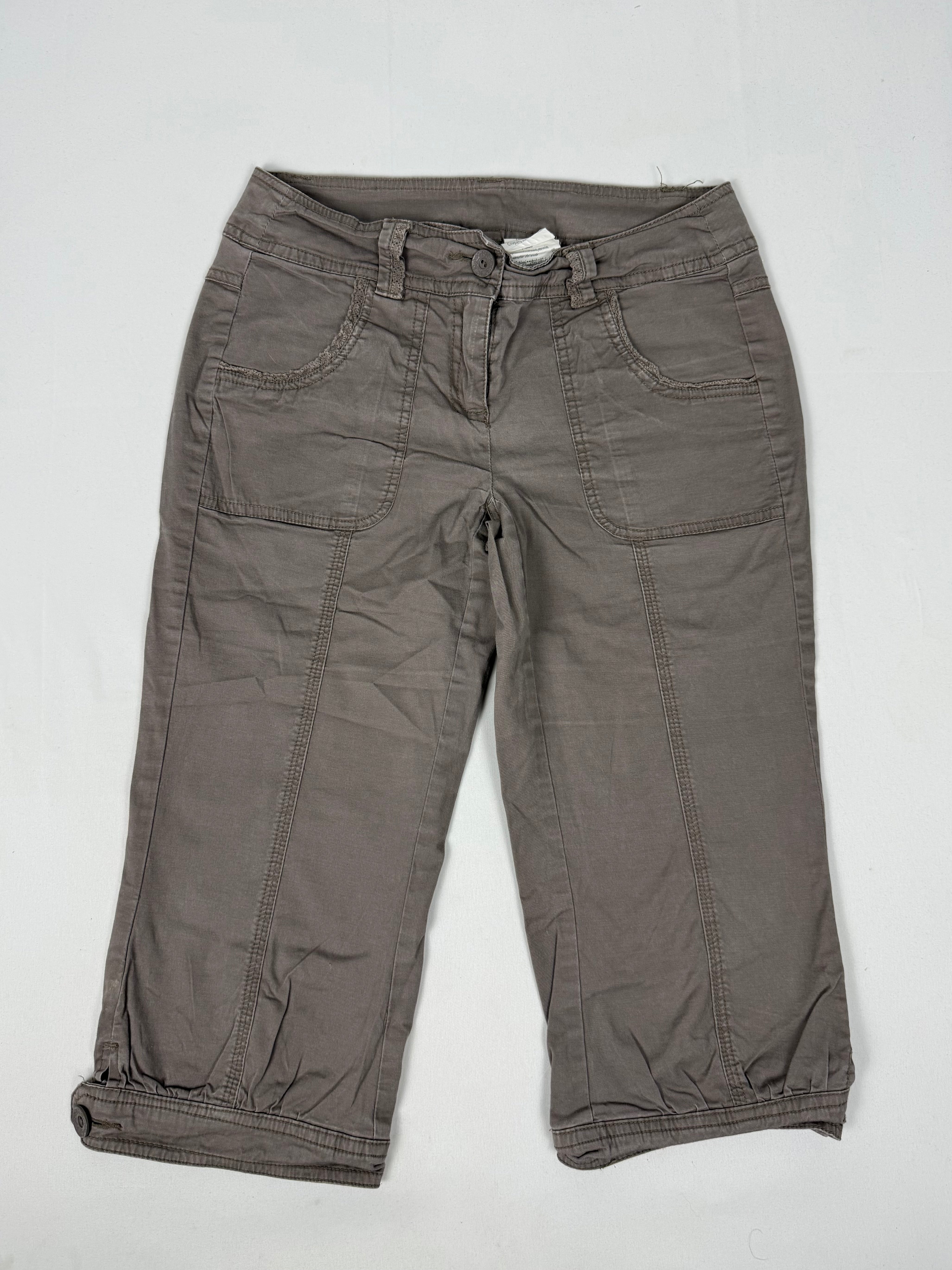 Khaki low rise utility capri pants (S)