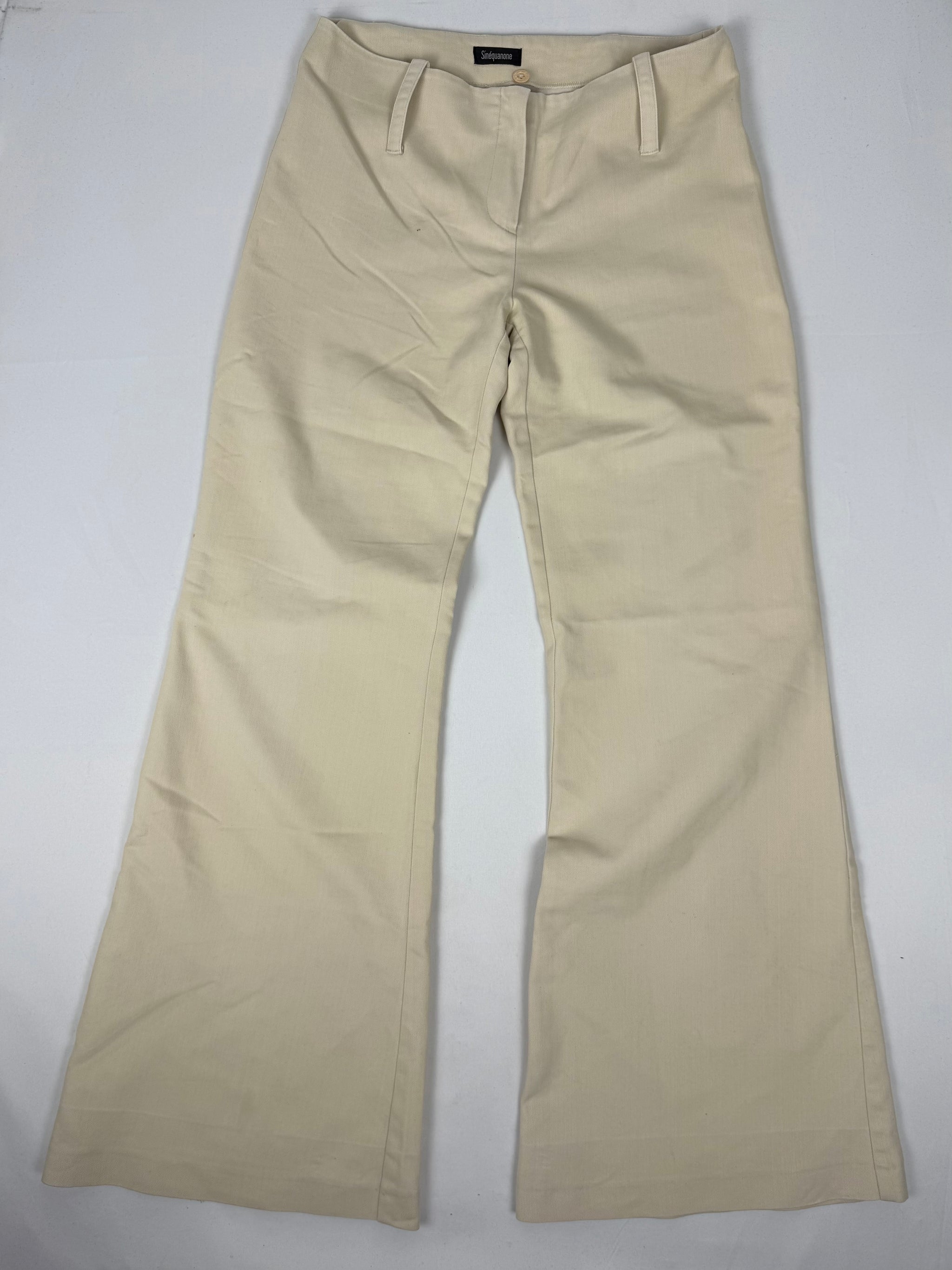 Beige low waist office flare pants (M)