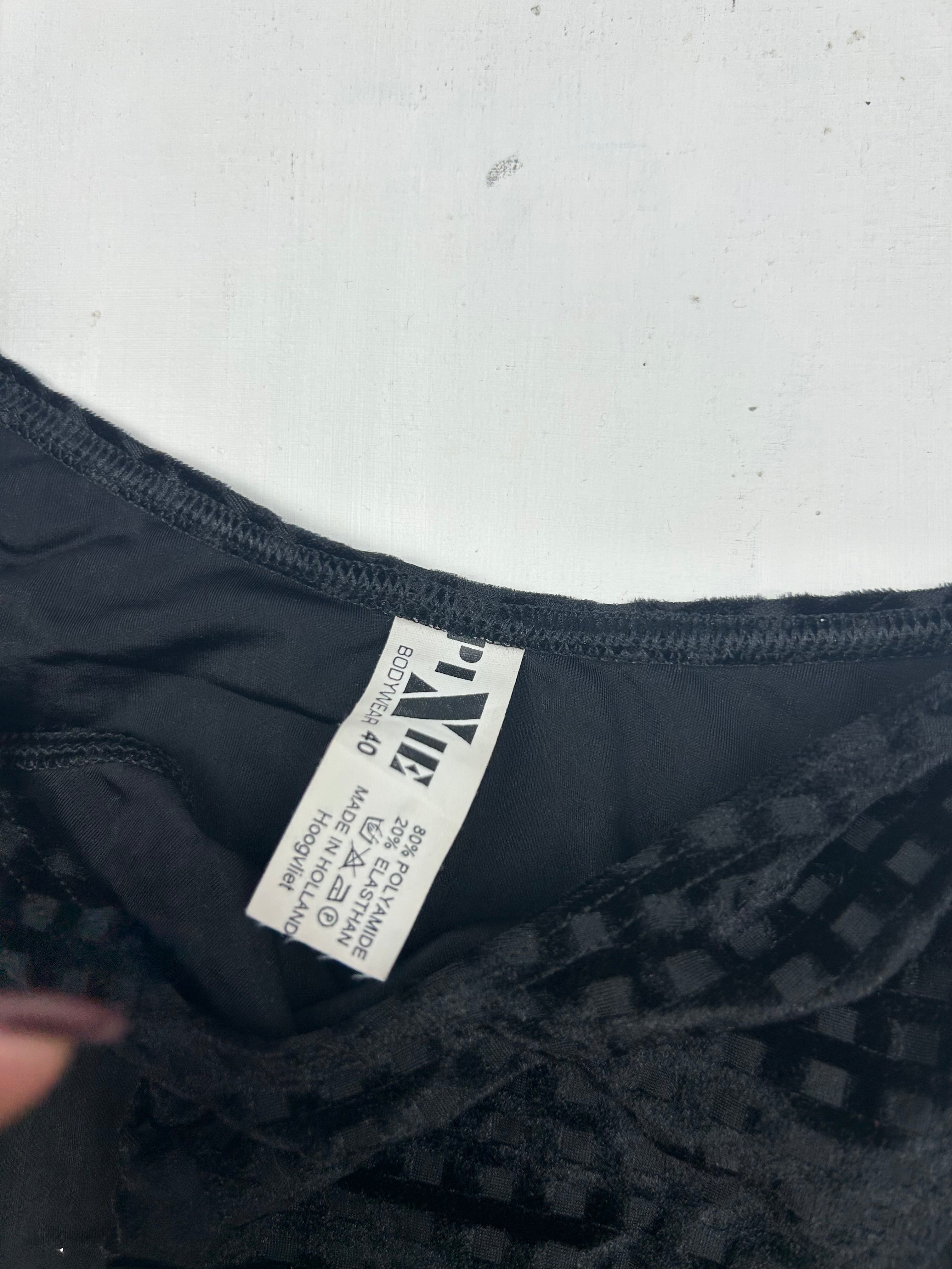 Velvet black high rise bikini bottom (M)