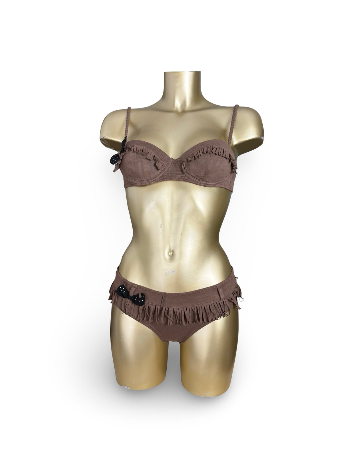 Brown suede bikini set (S)