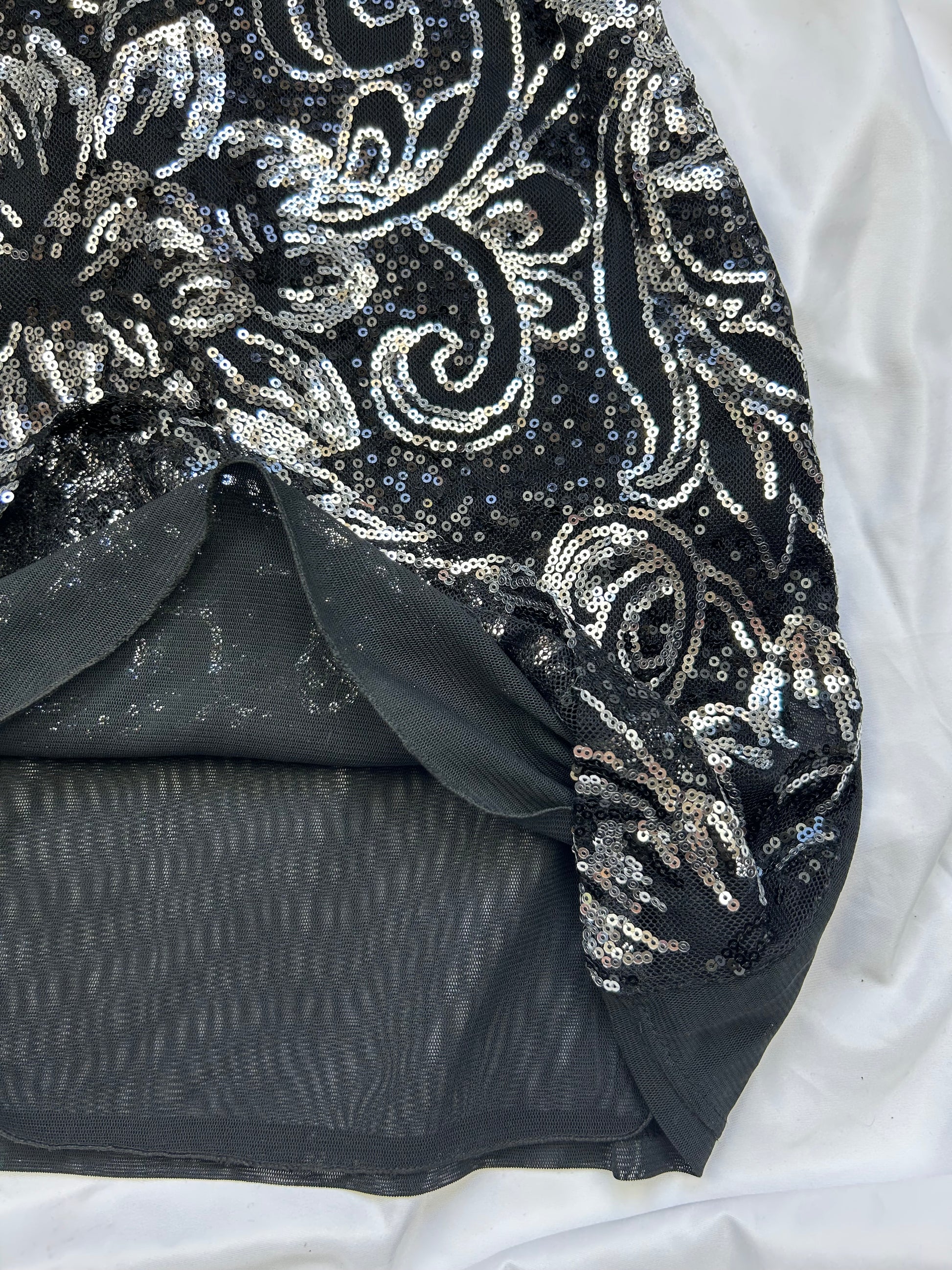 Black sequins mesh lined mini dress (S/M)