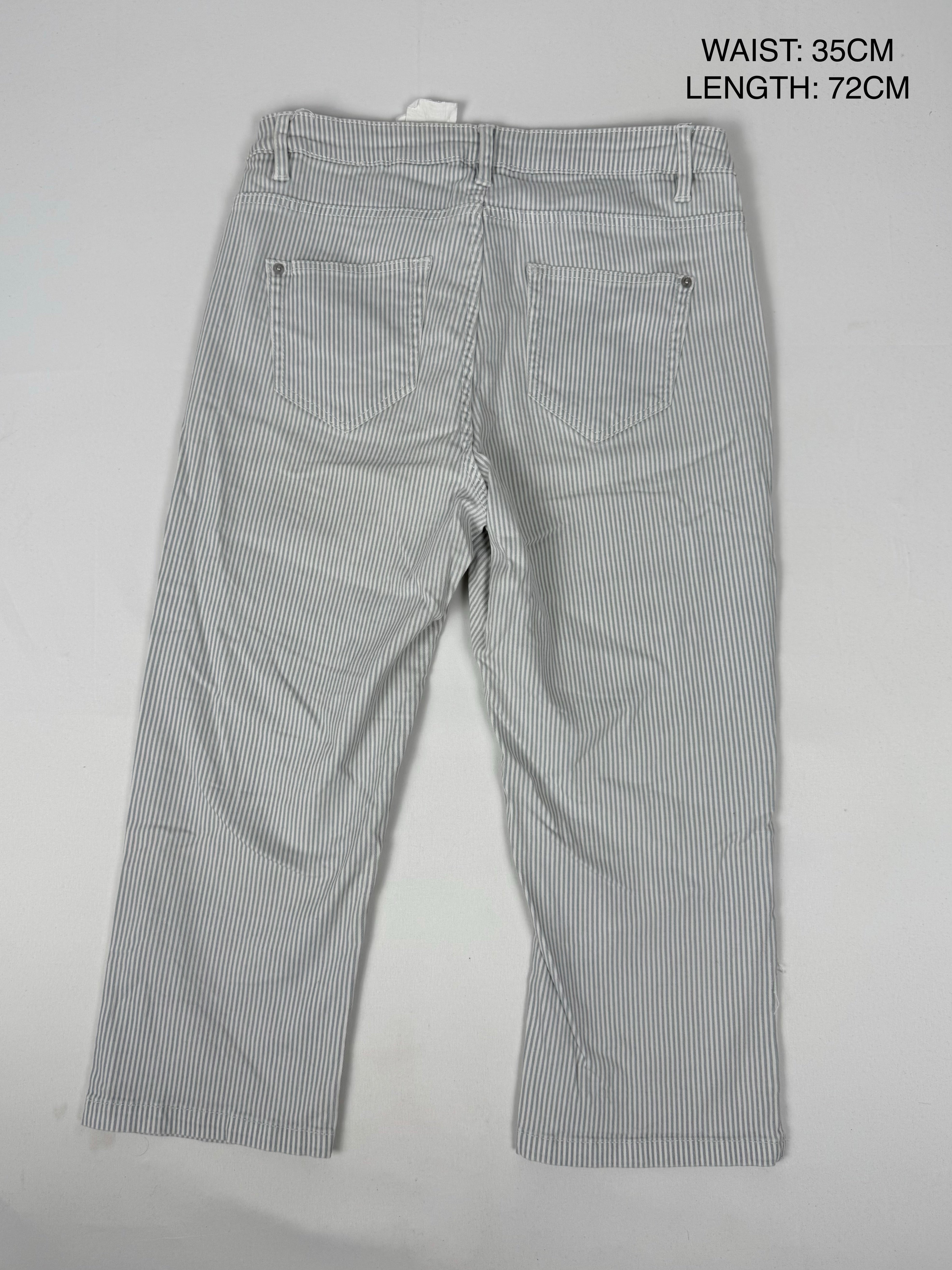 Baby blue striped denim low waist capri pants (S)