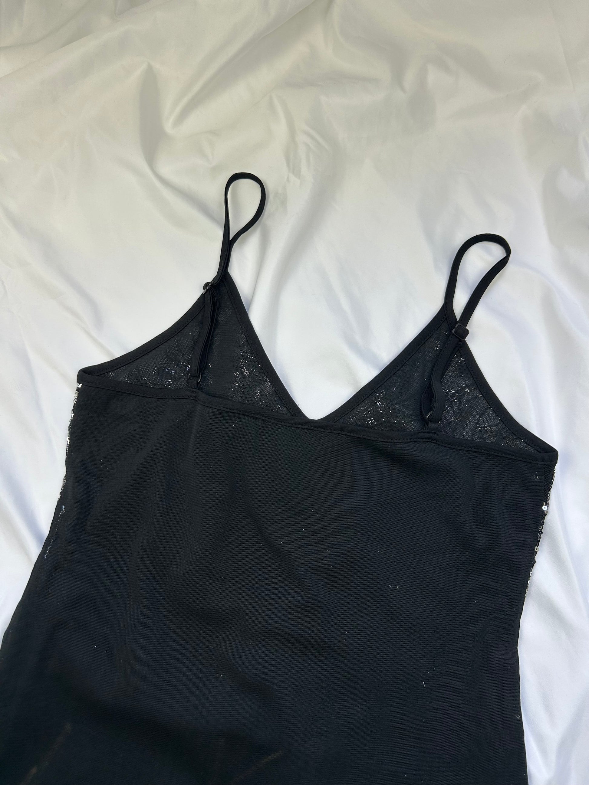 Black sequins mesh lined mini dress (S/M)