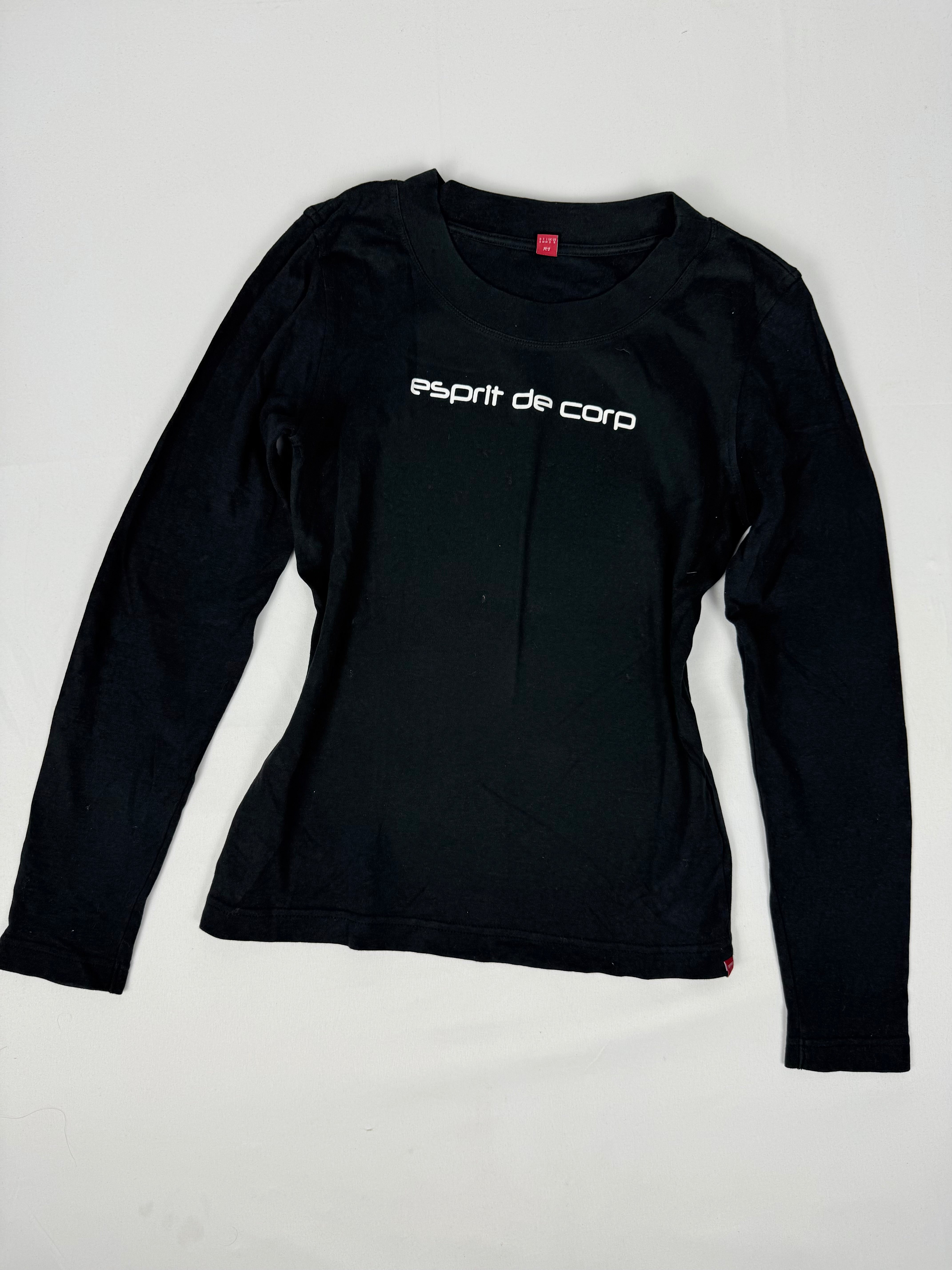 Black stretchy cotton long sleeves top (M)