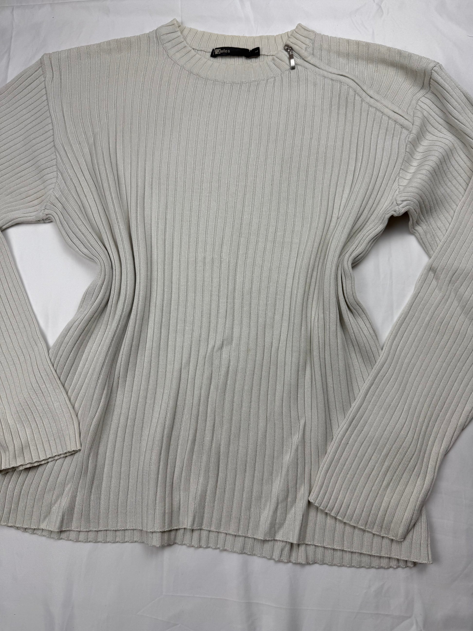 White zip up ribbed  jumper (XL)