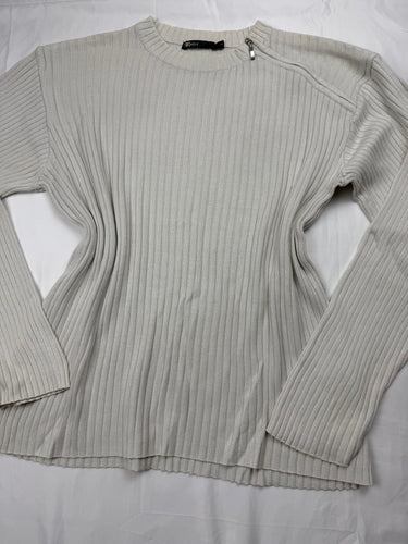 White zip up ribbed  jumper (XL)