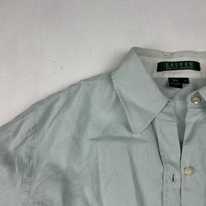 Baby blue 100% linen long sleeves shirt (S/M)