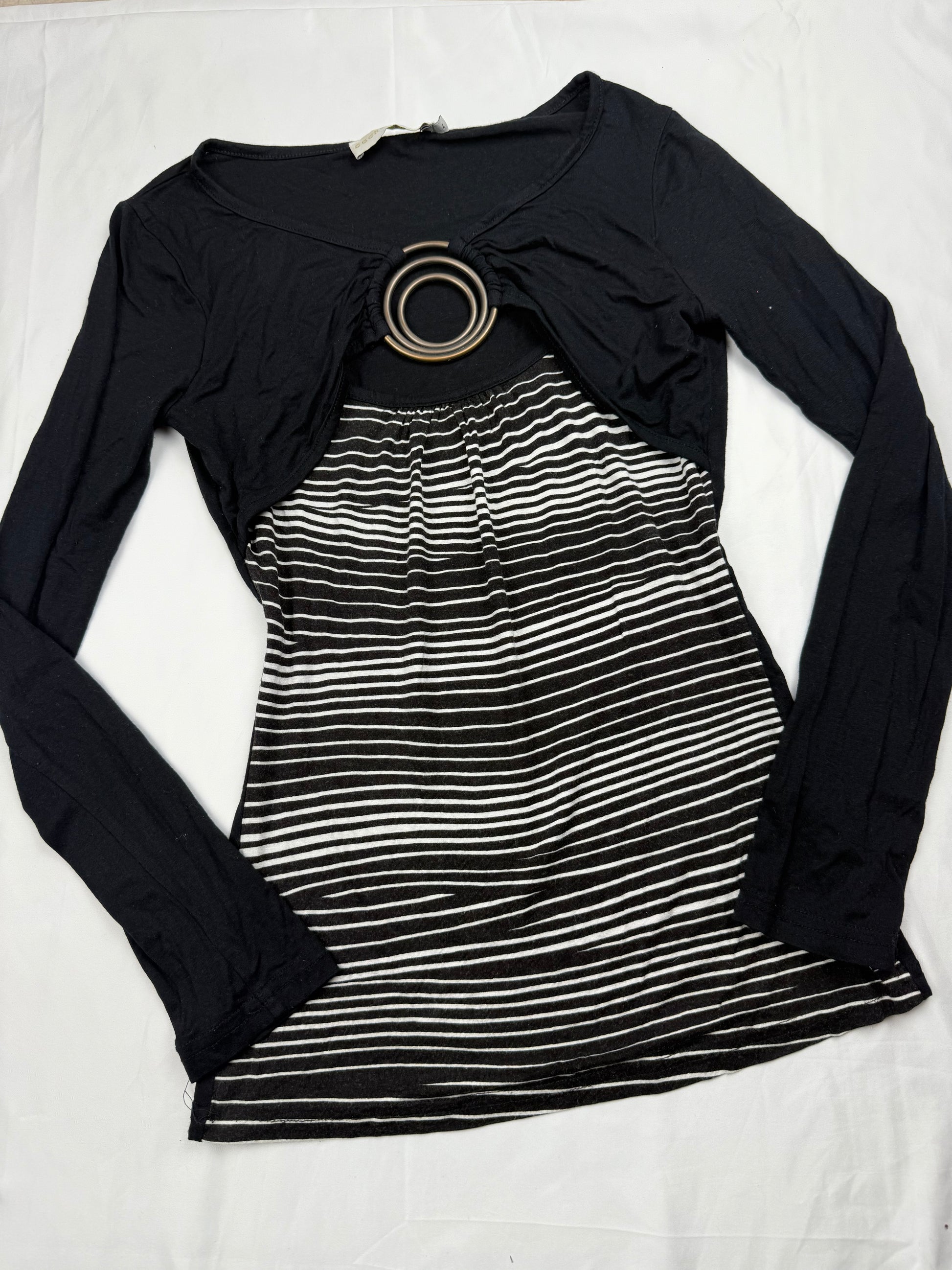 Black buckle long sleeves top (S)