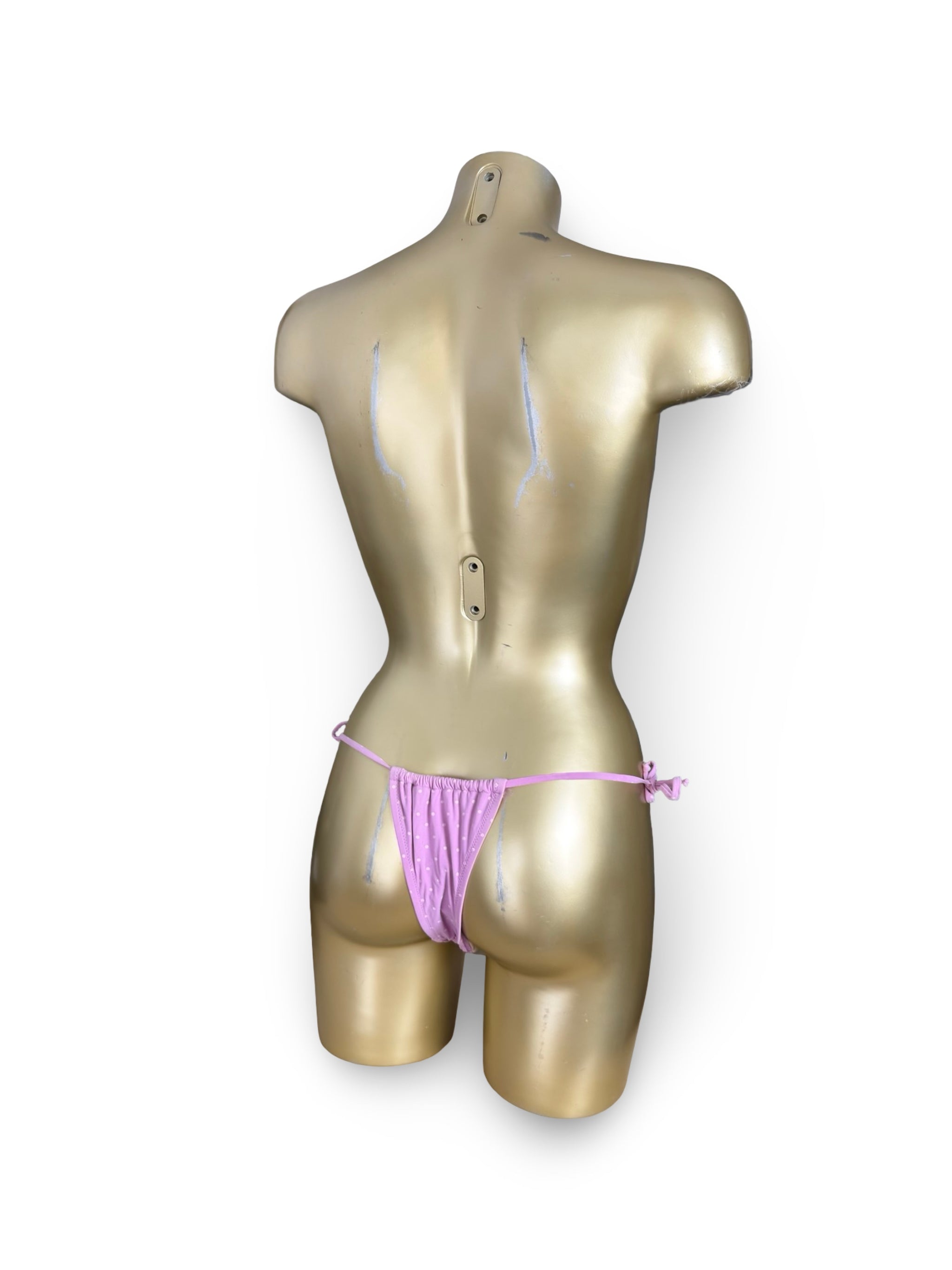Pink polka dots low rise bikini bottom (XXS)