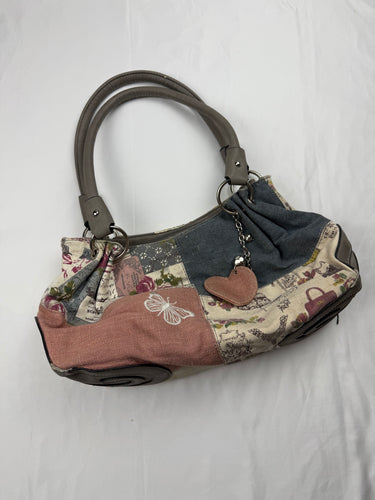 Cream graphic shoulder bag (28x19cm)