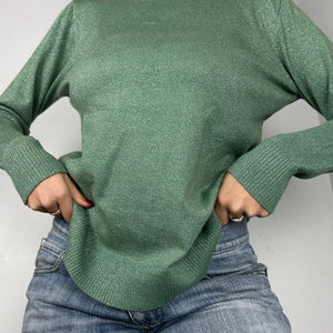 Green shinning high neck jumper (S/M)