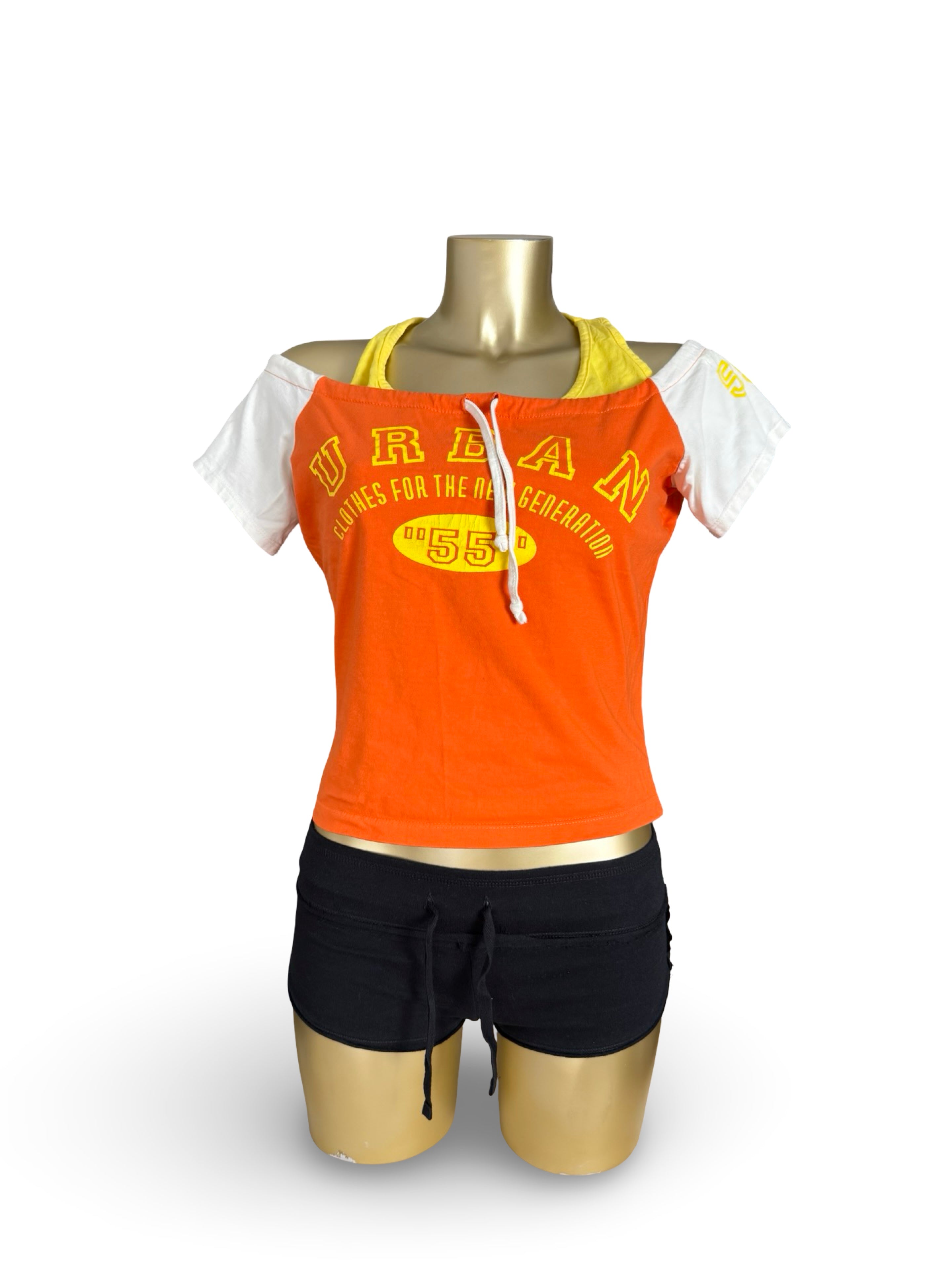 Orange graphic activewear cotton tee (L)
