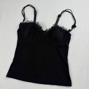 Black bustier lycra babydoll top (XS)